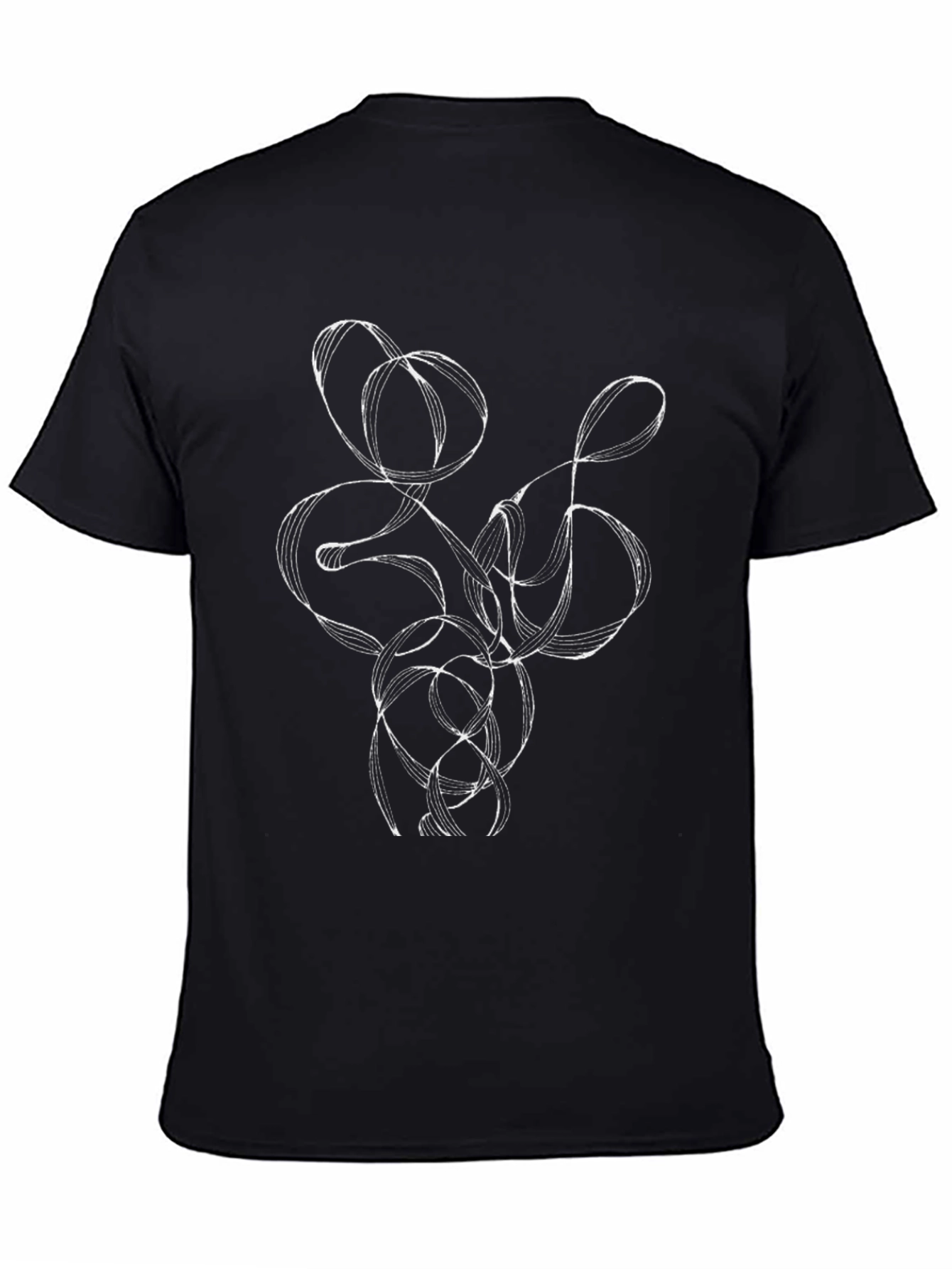 Abstract Line Art Graphic Tee - Black