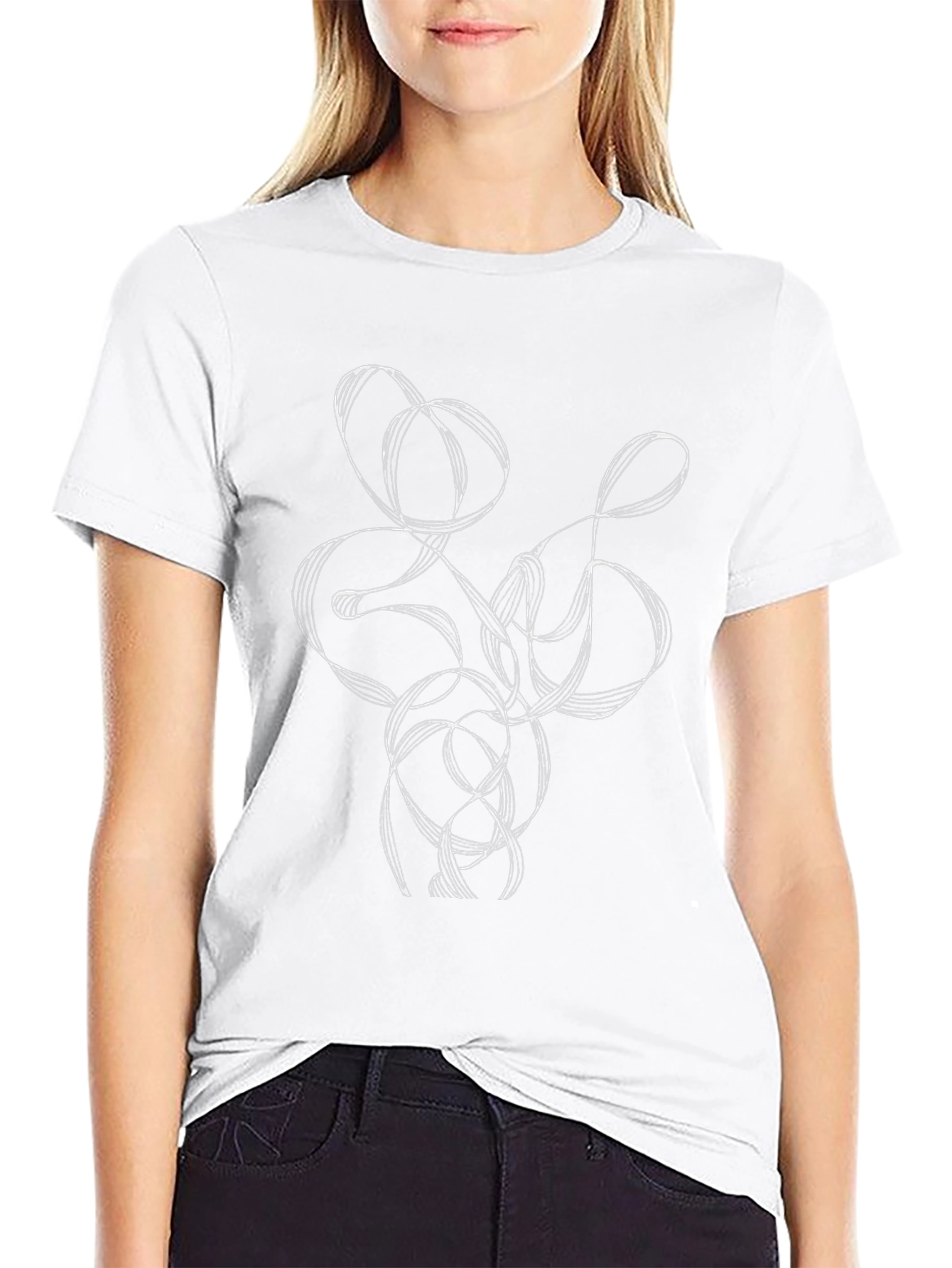 Abstract Line Art Graphic Tee - Black