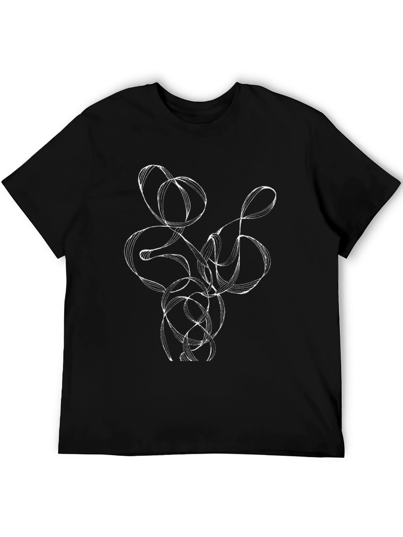 Abstract Line Art Graphic Tee - Black