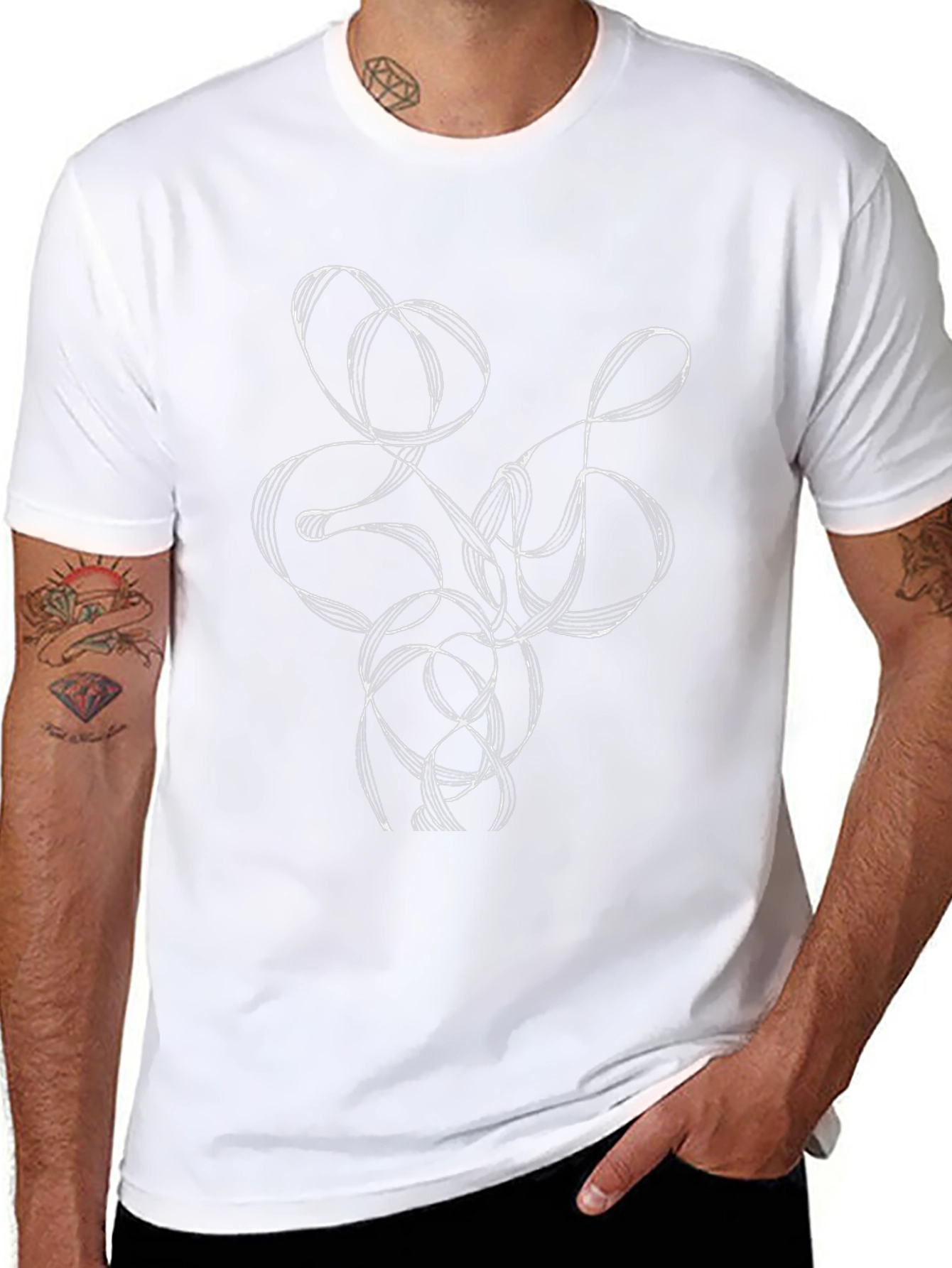 Abstract Line Art Graphic Tee - Black