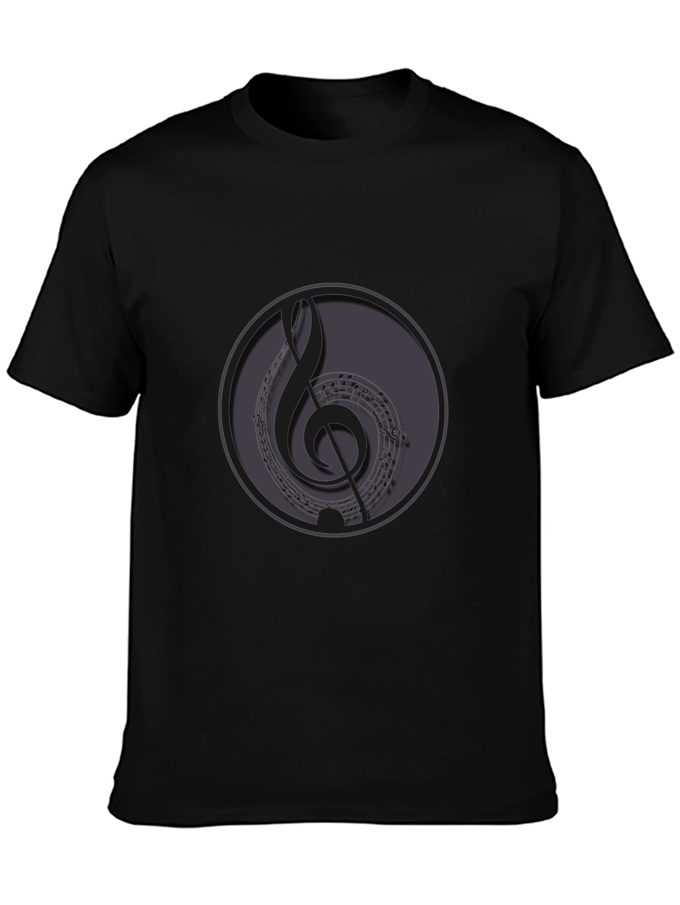 Music Treble Clef Graphic Black T-Shirt
