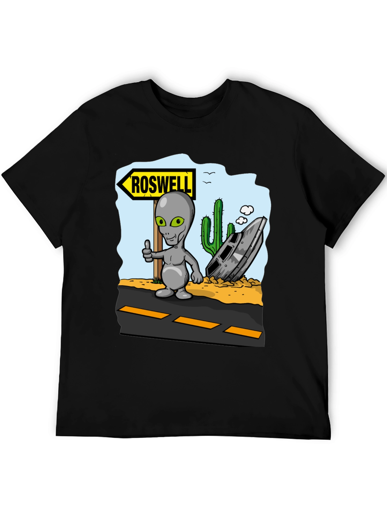 Roswell Alien T-Shirt - Grey Alien Thumbs Up Design