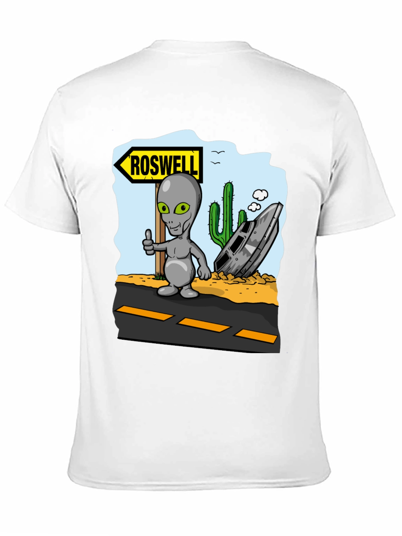 Roswell Alien T-Shirt - Grey Alien Thumbs Up Design