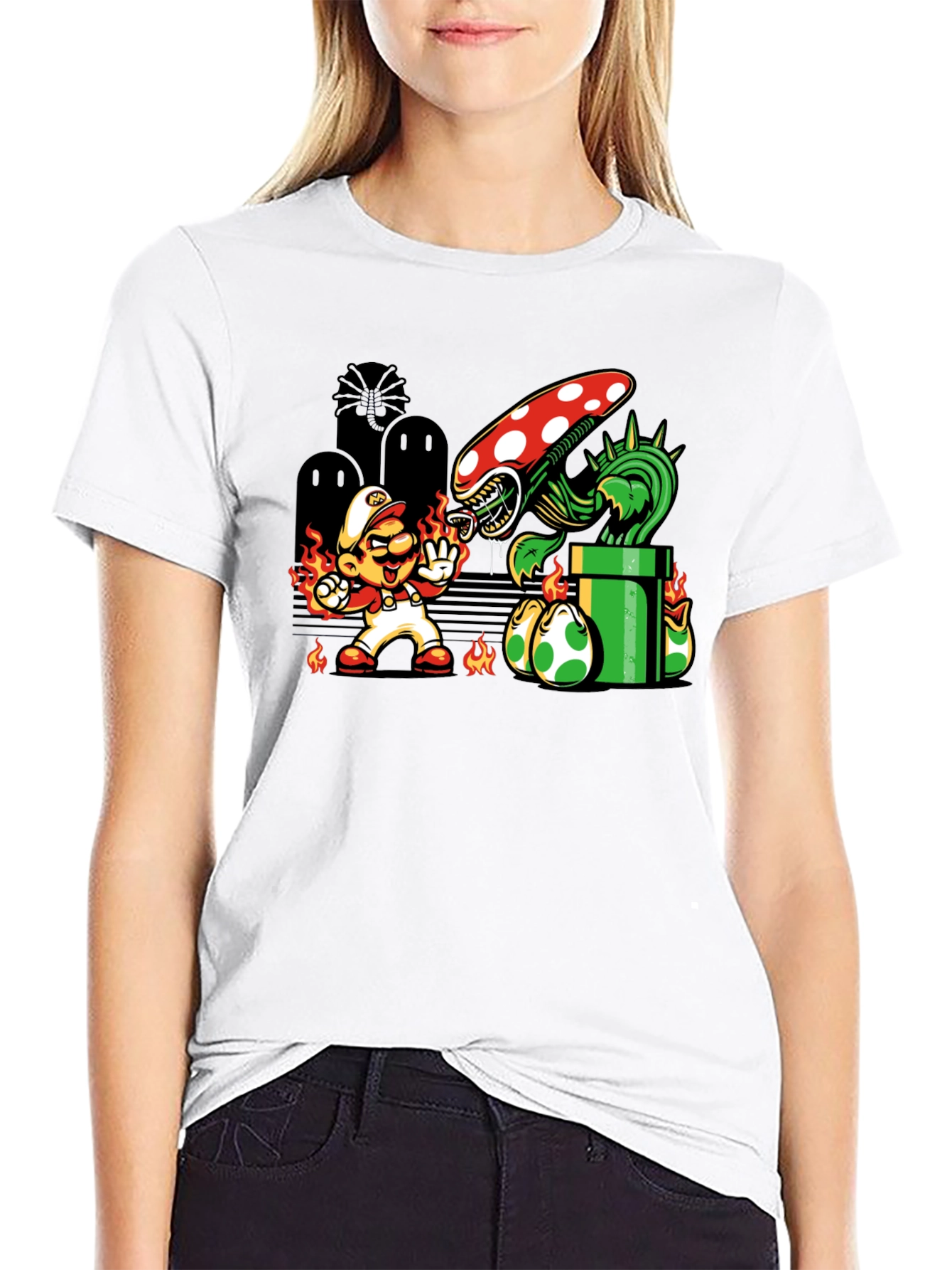 Mario vs. Alien Xenomorph T-Shirt