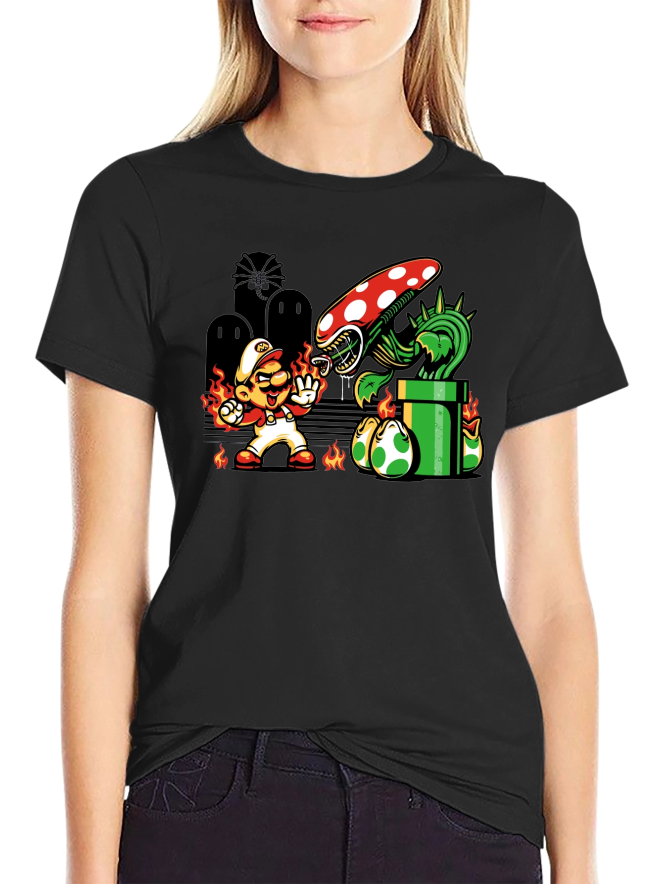 Mario vs. Alien Xenomorph T-Shirt
