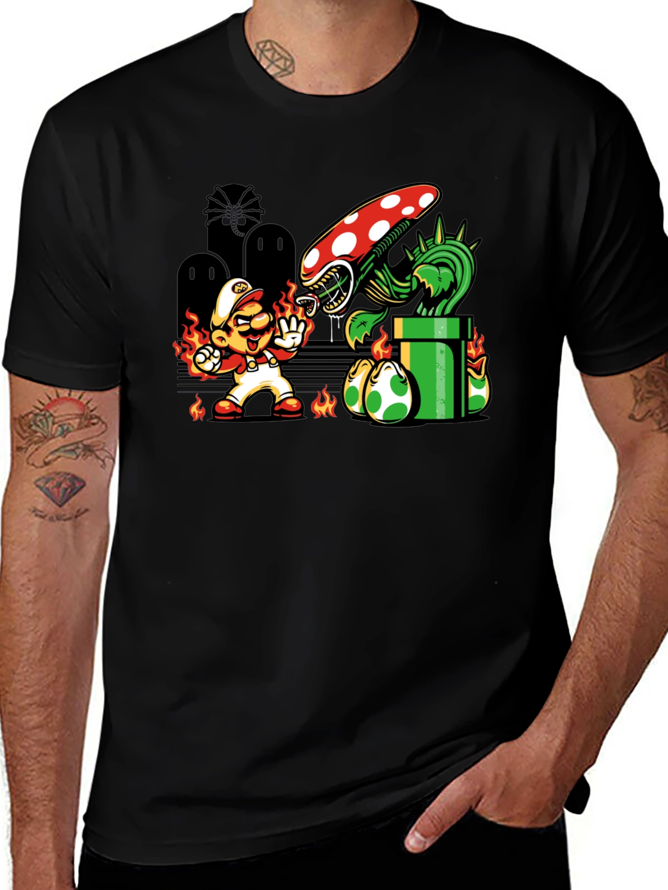 Mario vs. Alien Xenomorph T-Shirt