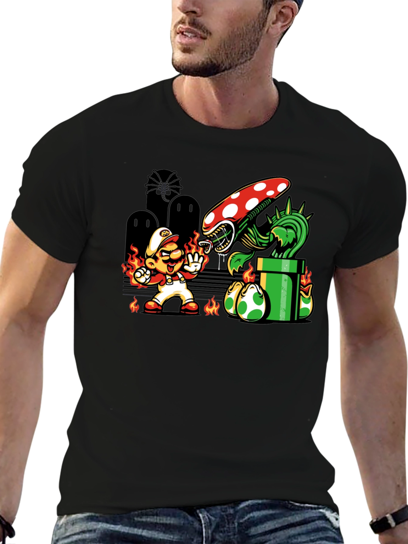 Mario vs. Alien Xenomorph T-Shirt