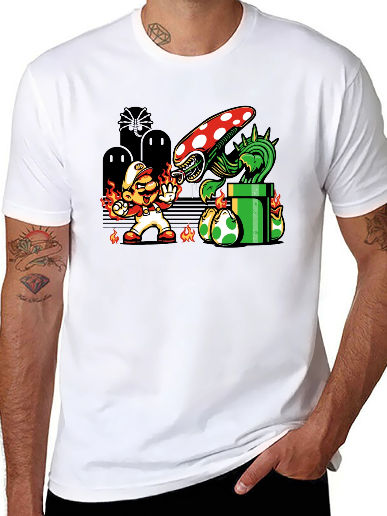 Mario vs. Alien Xenomorph T-Shirt