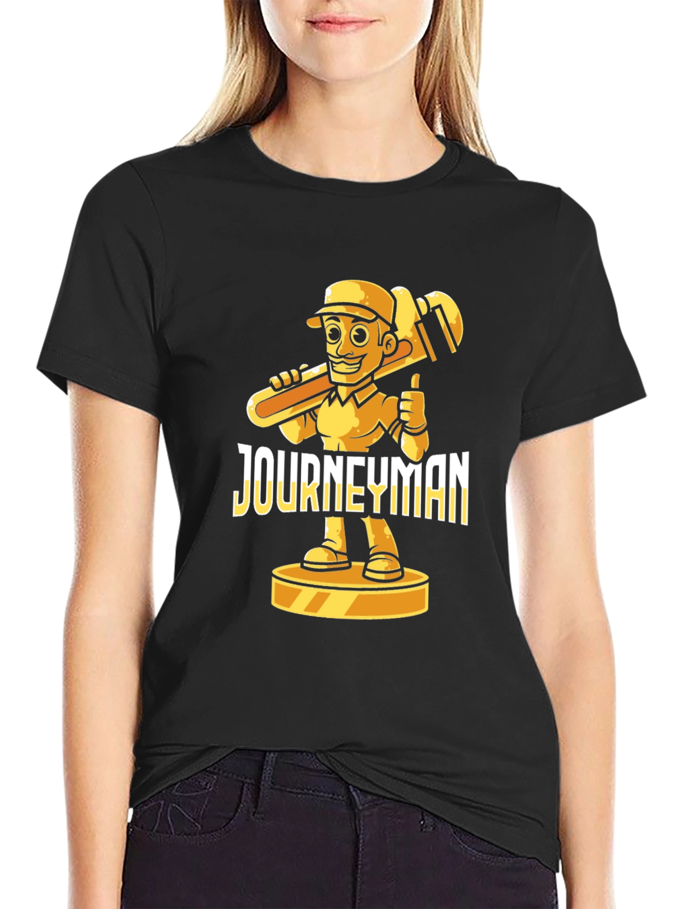 Journeyman Cartoon Plumber Black T-Shirt