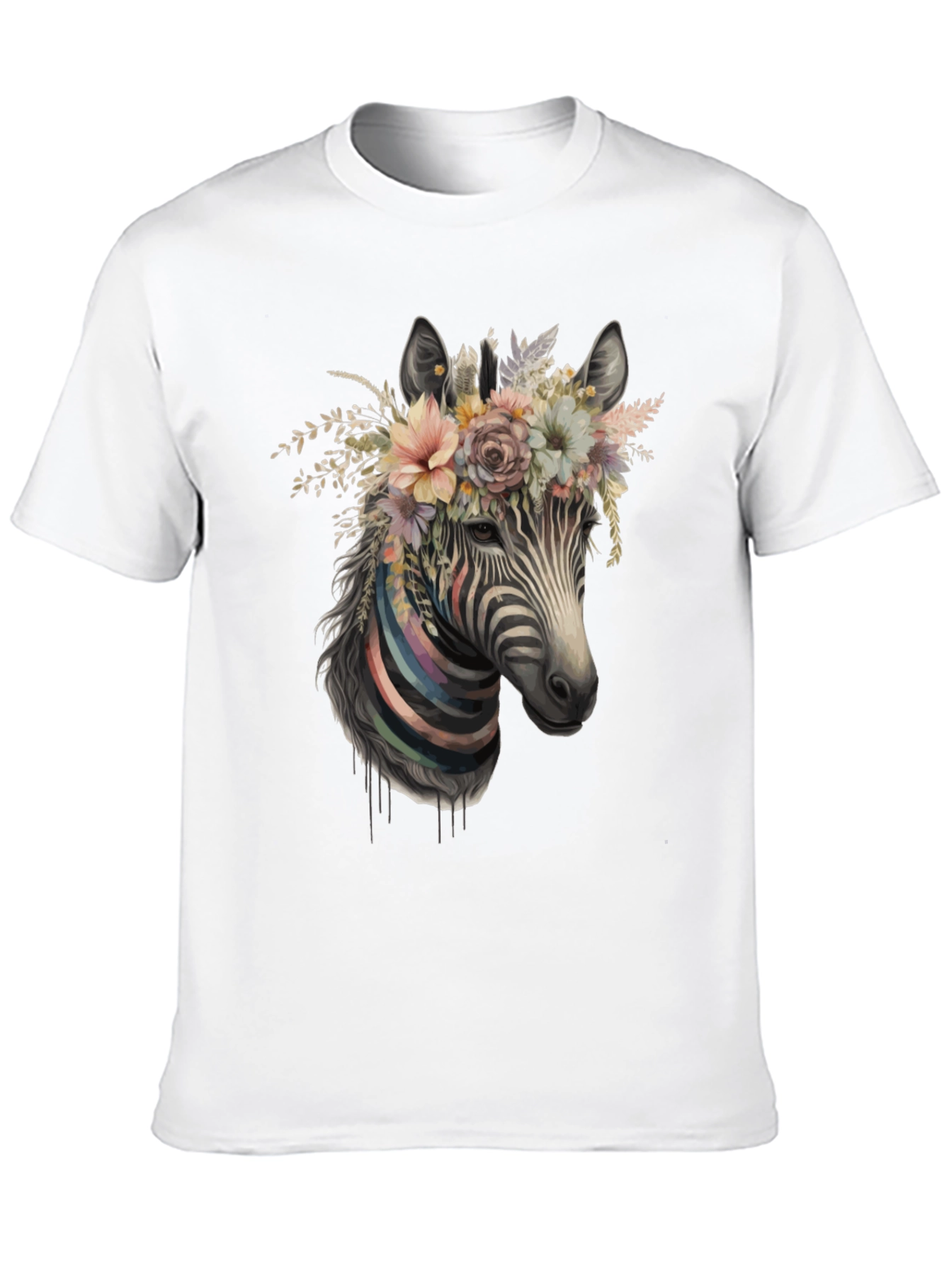 Zebra Floral Crown Black Graphic Tee