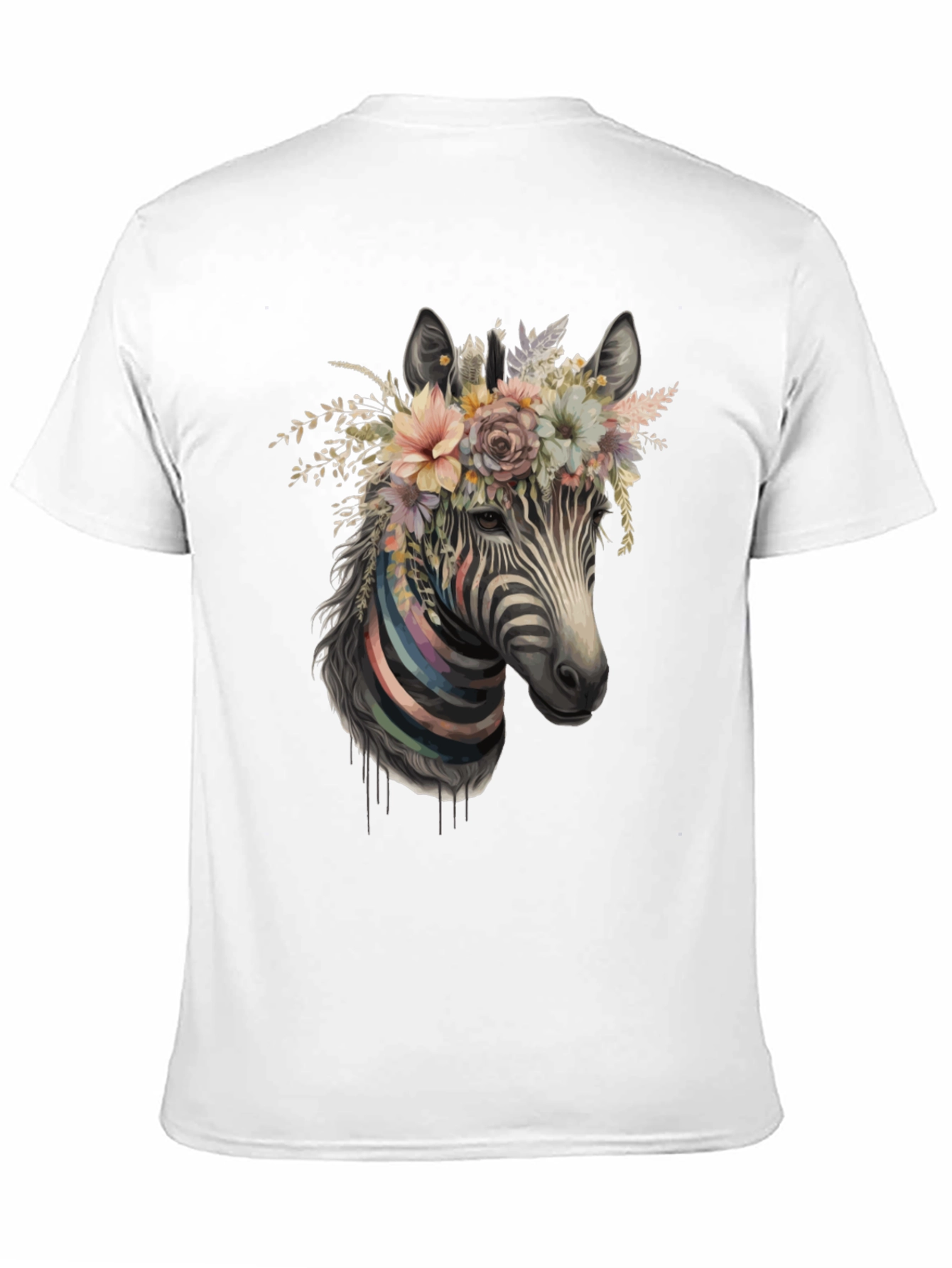 Zebra Floral Crown Black Graphic Tee