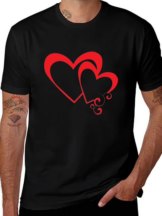 Black Tee with Red Hearts Graphic