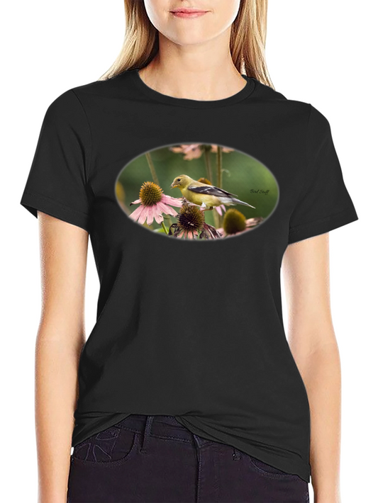 Bird on Flower Graphic T-Shirt