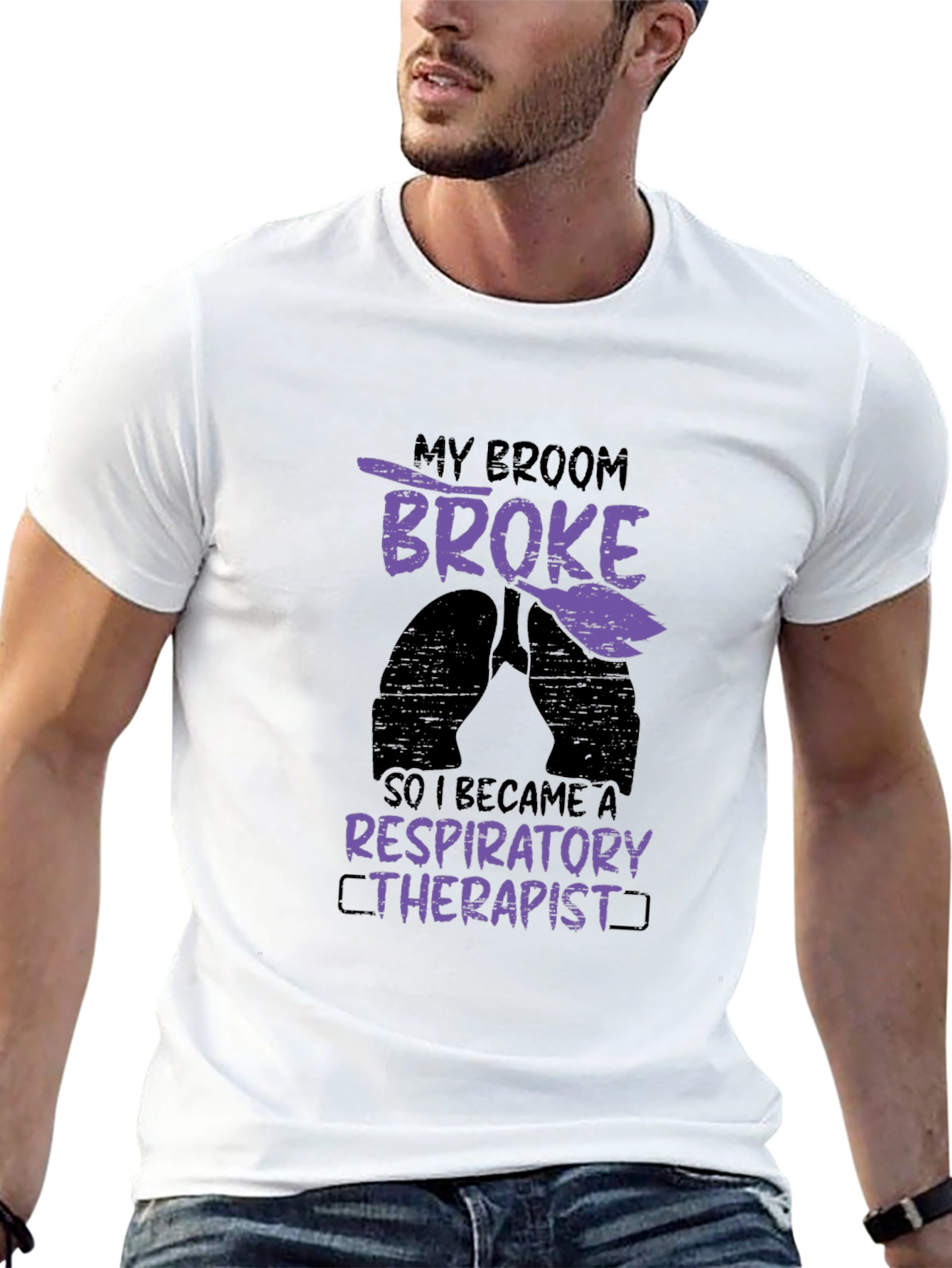 Respiratory Therapist T-Shirt: My Broom Broke
