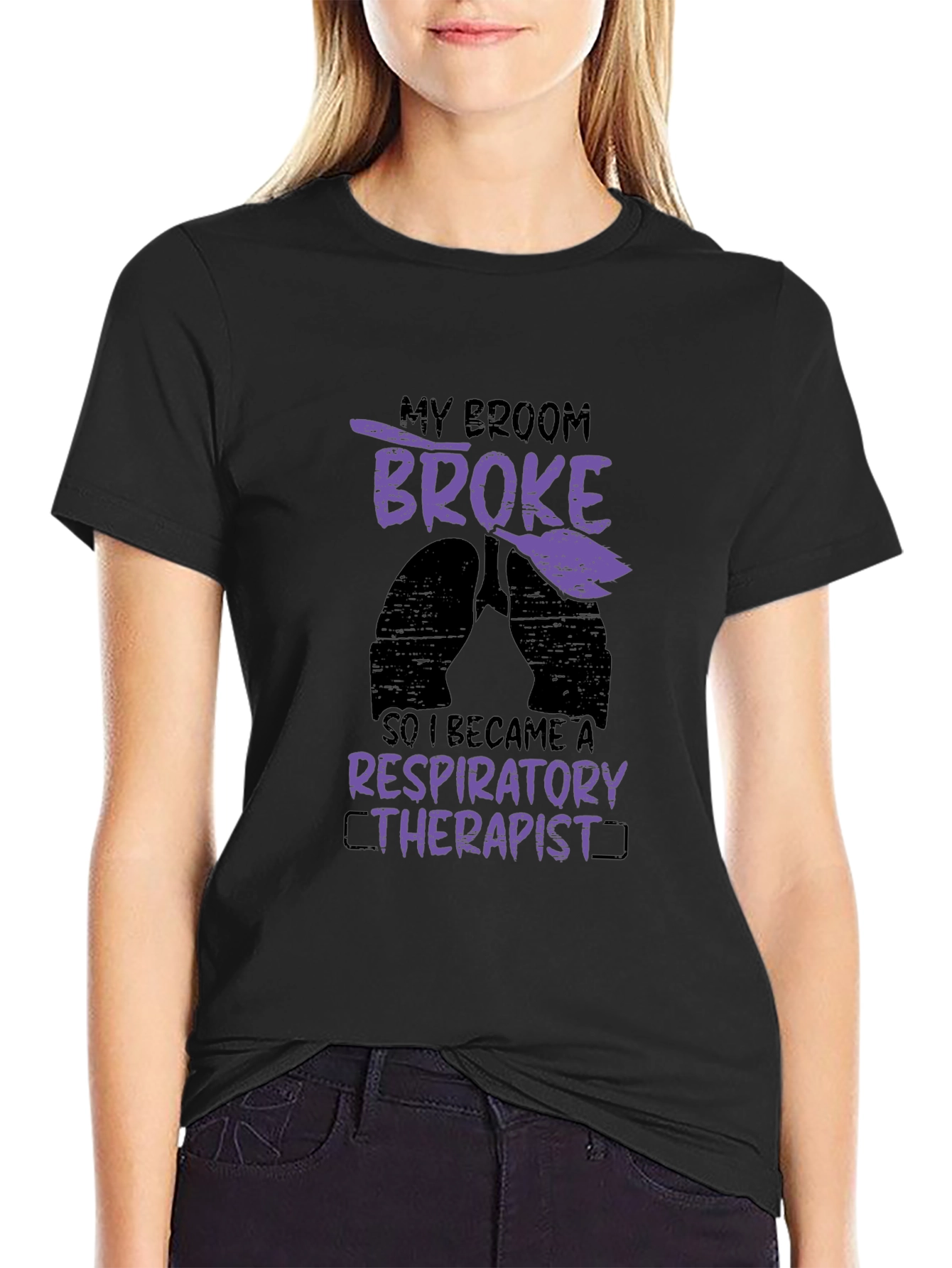 Respiratory Therapist T-Shirt: My Broom Broke