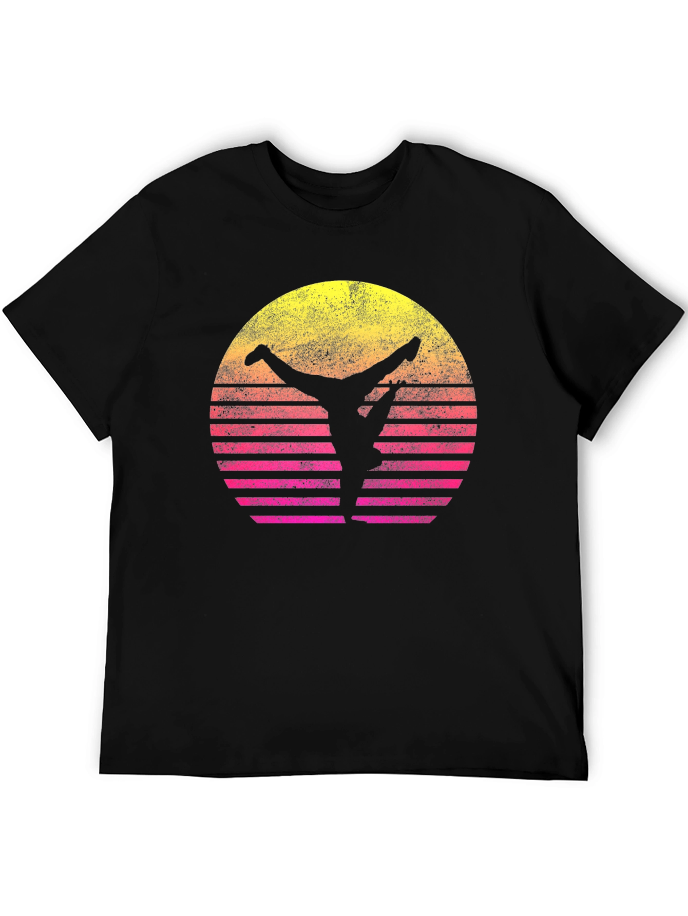 Retro Sunset Yoga T-Shirt - Black