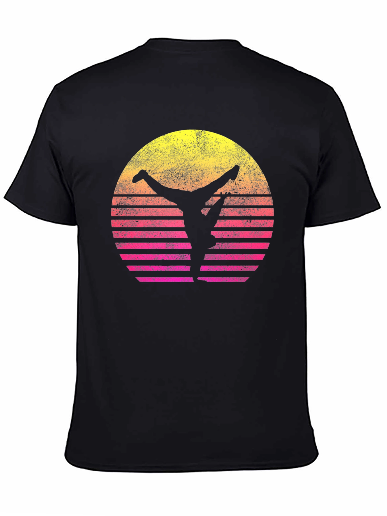 Retro Sunset Yoga T-Shirt - Black
