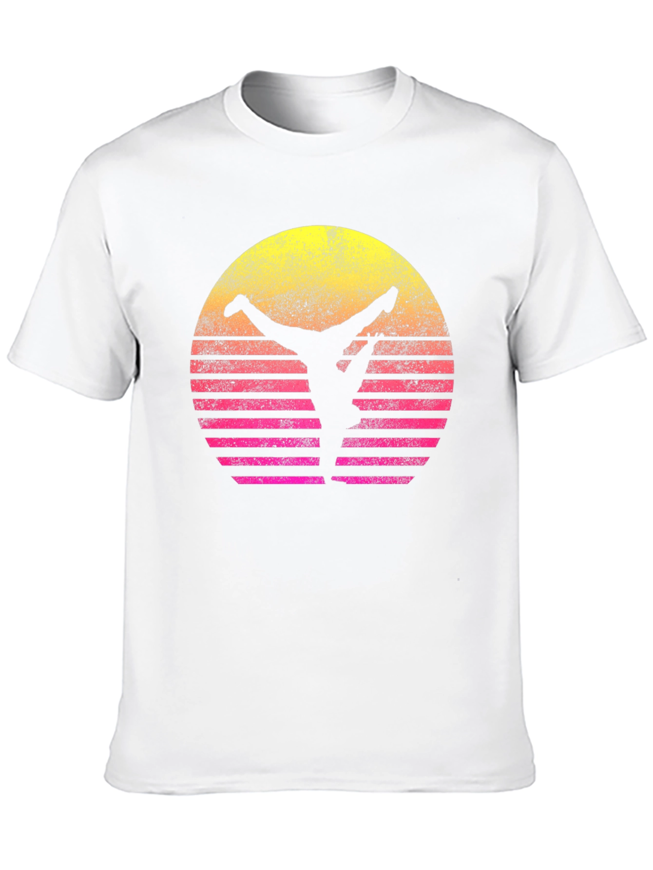 Retro Sunset Yoga T-Shirt - Black