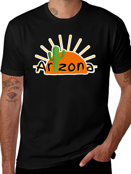 Arizona Sunset Cactus Black Graphic Tee