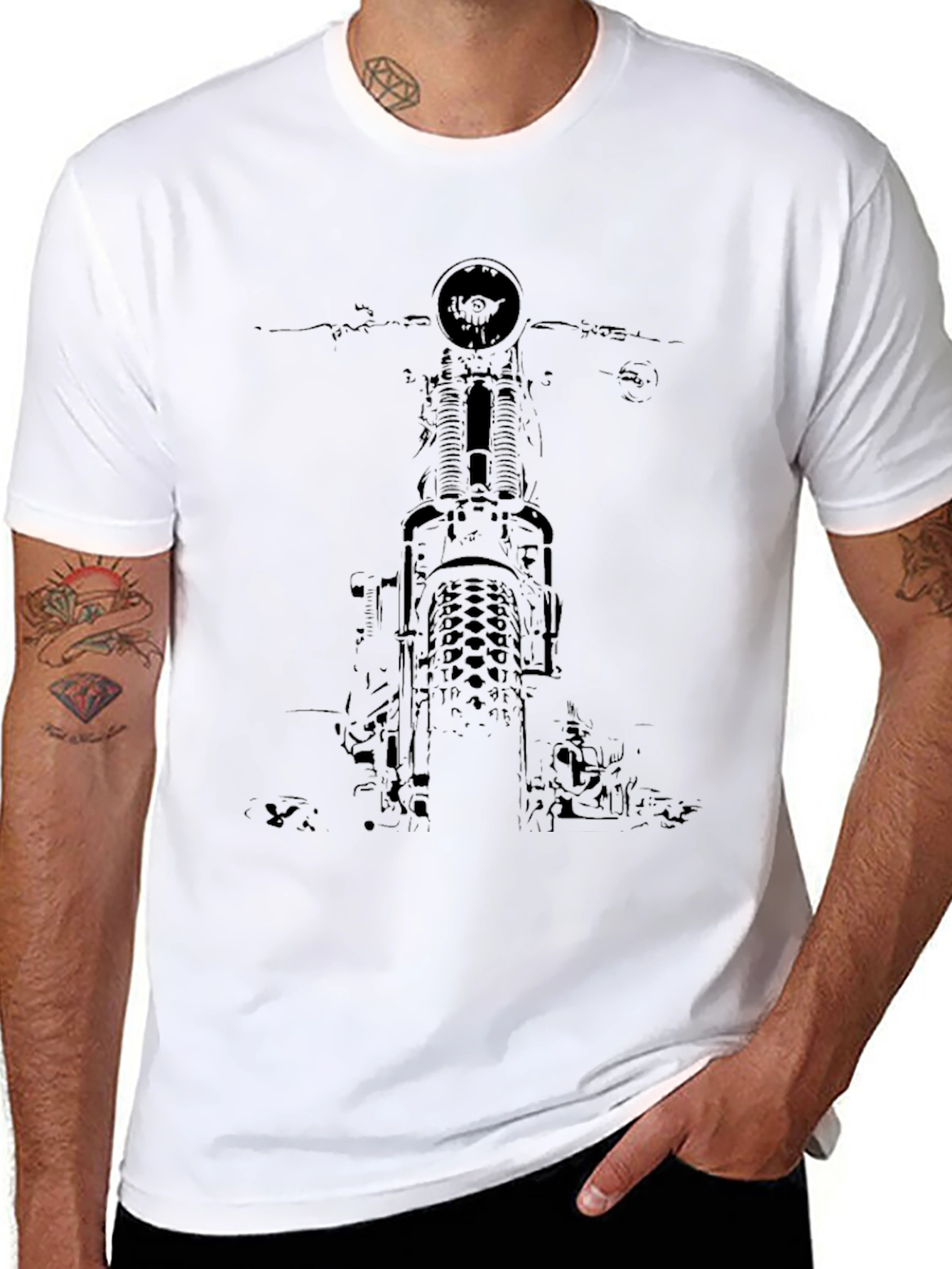 Black Motorcycle Graphic T-Shirt