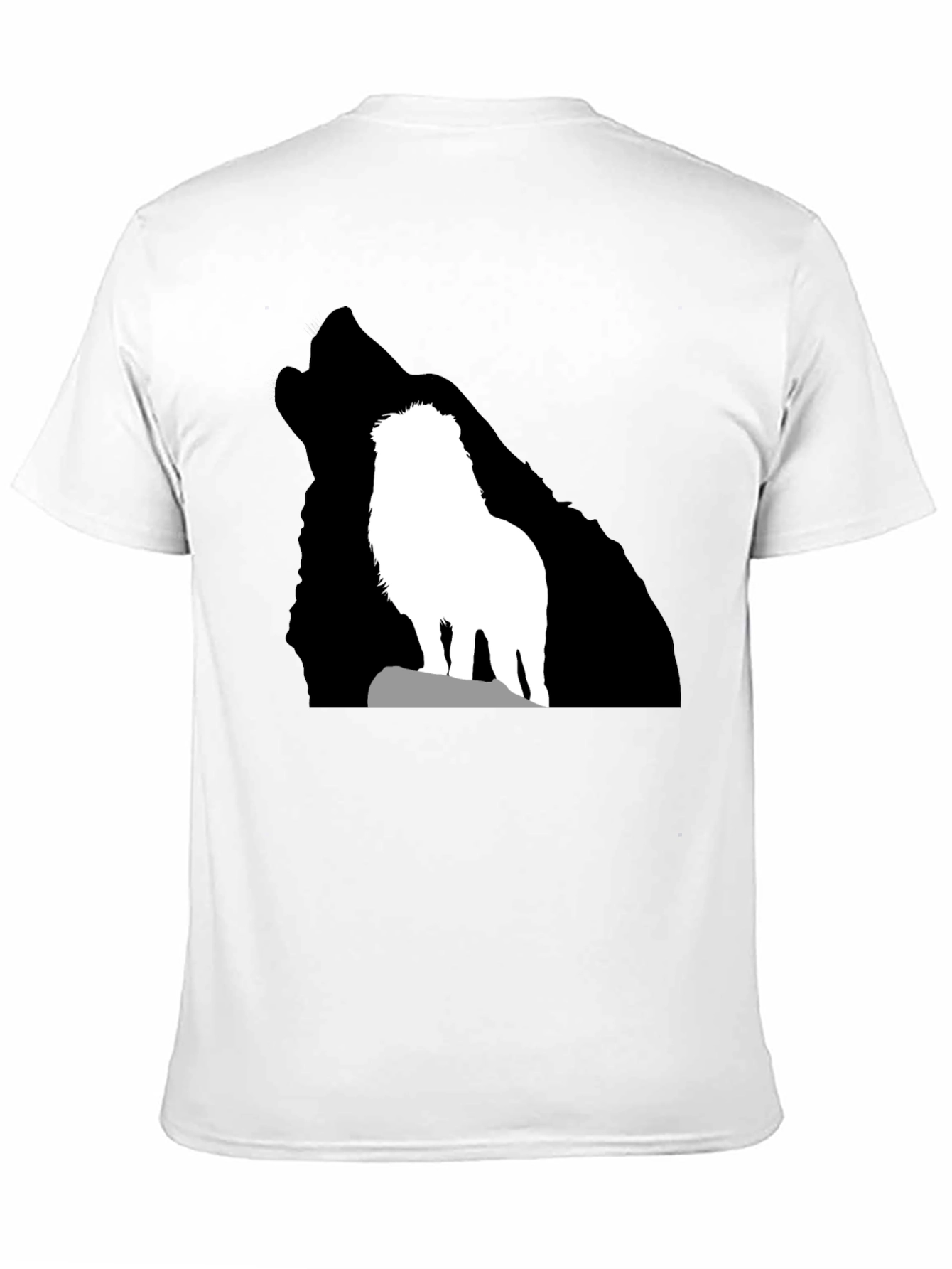 Lion Wolf Silhouette T-Shirt - Black Crew Neck Tee