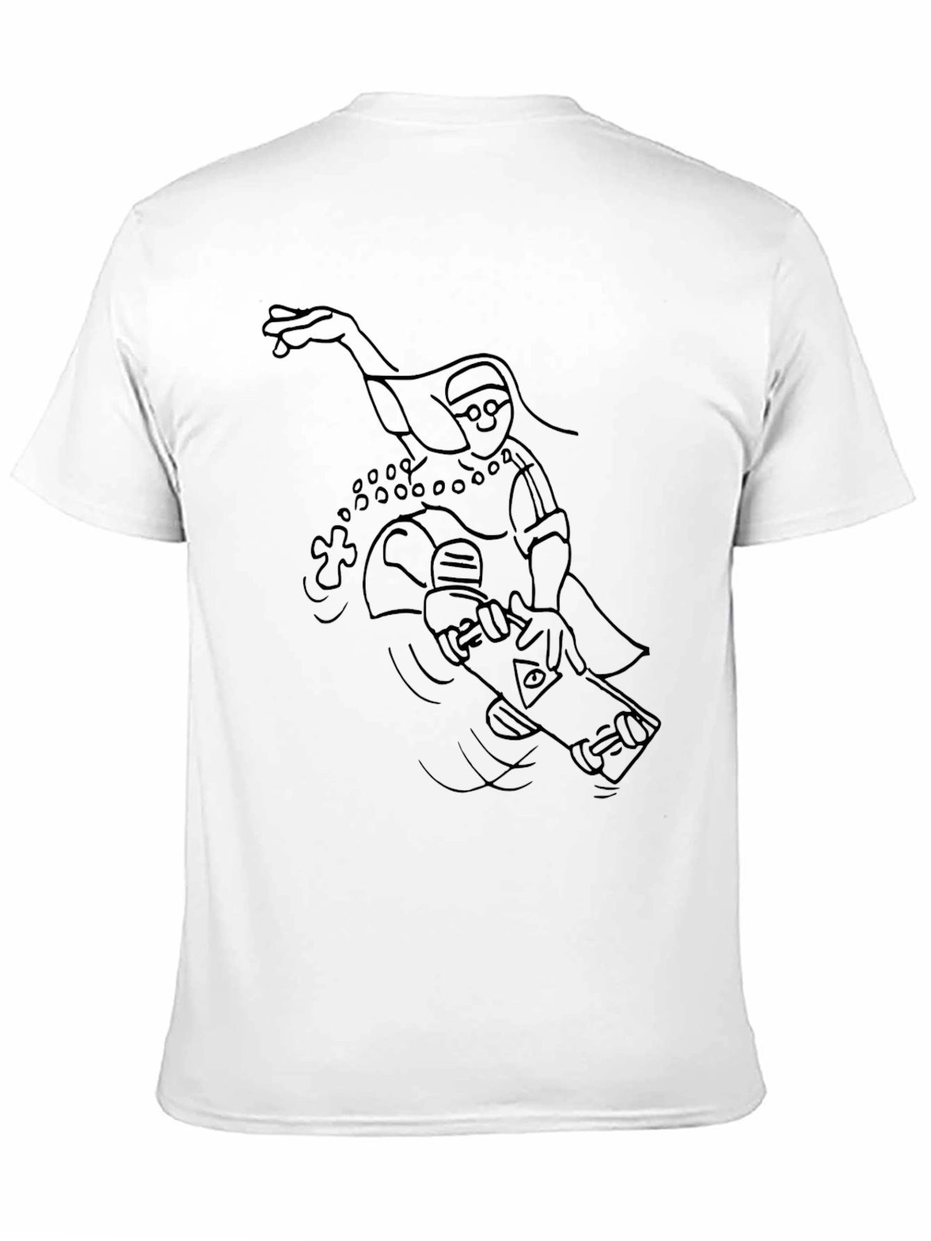 Skateboarding Nun Graphic Tee - Black