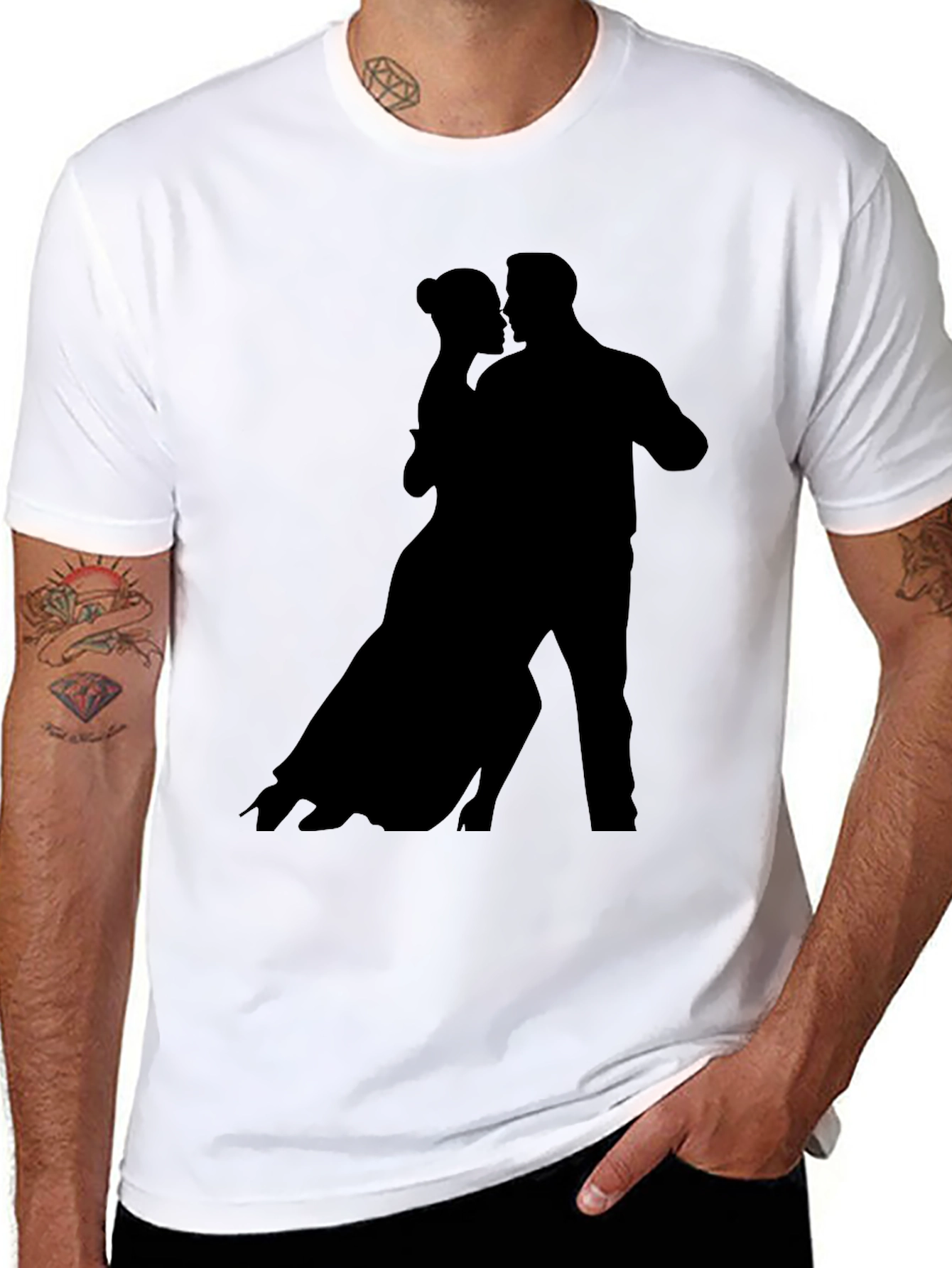 Silhouette Dancing Couple Black Tee Shirt