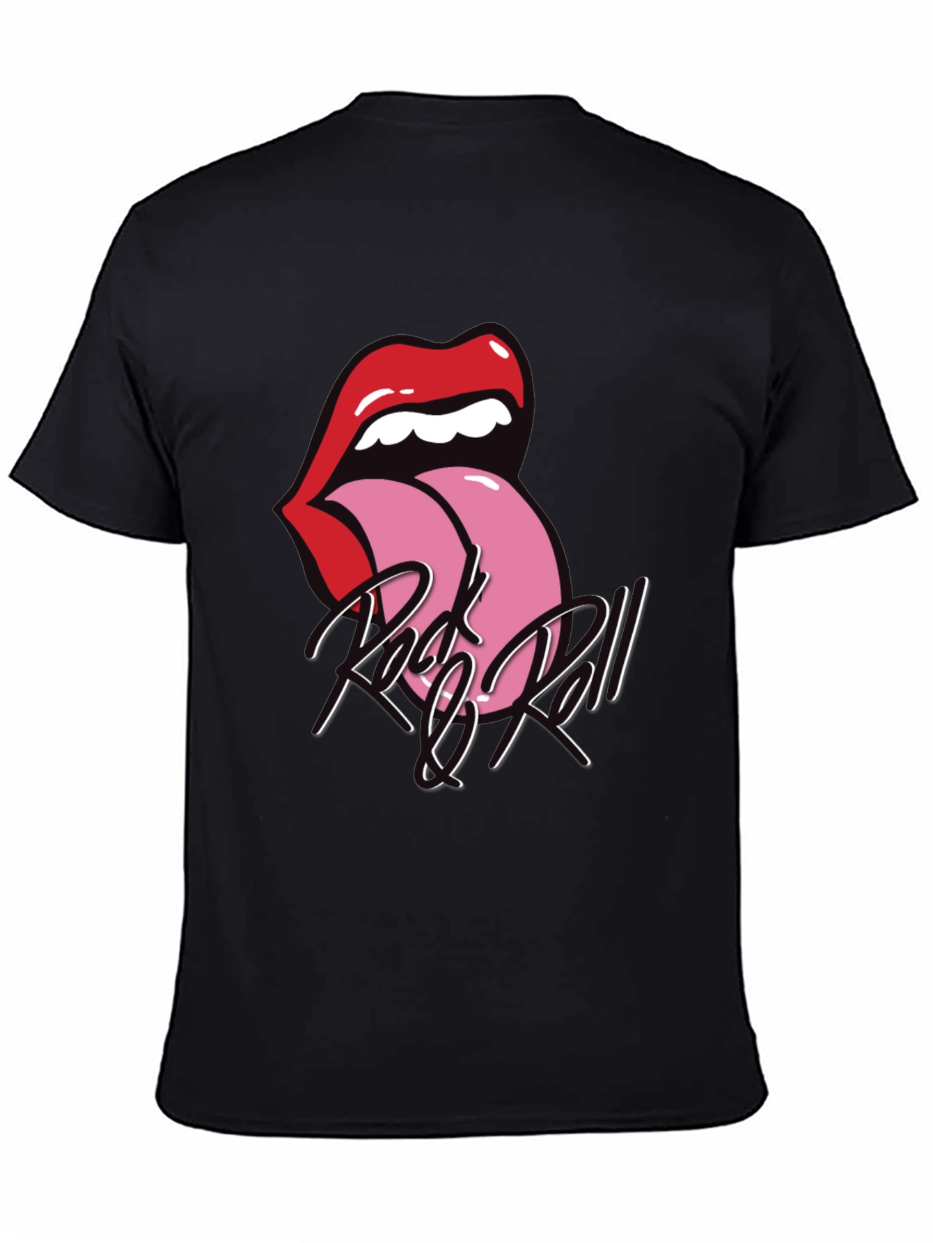 Rock and Roll Tongue Graphic Tee - Black