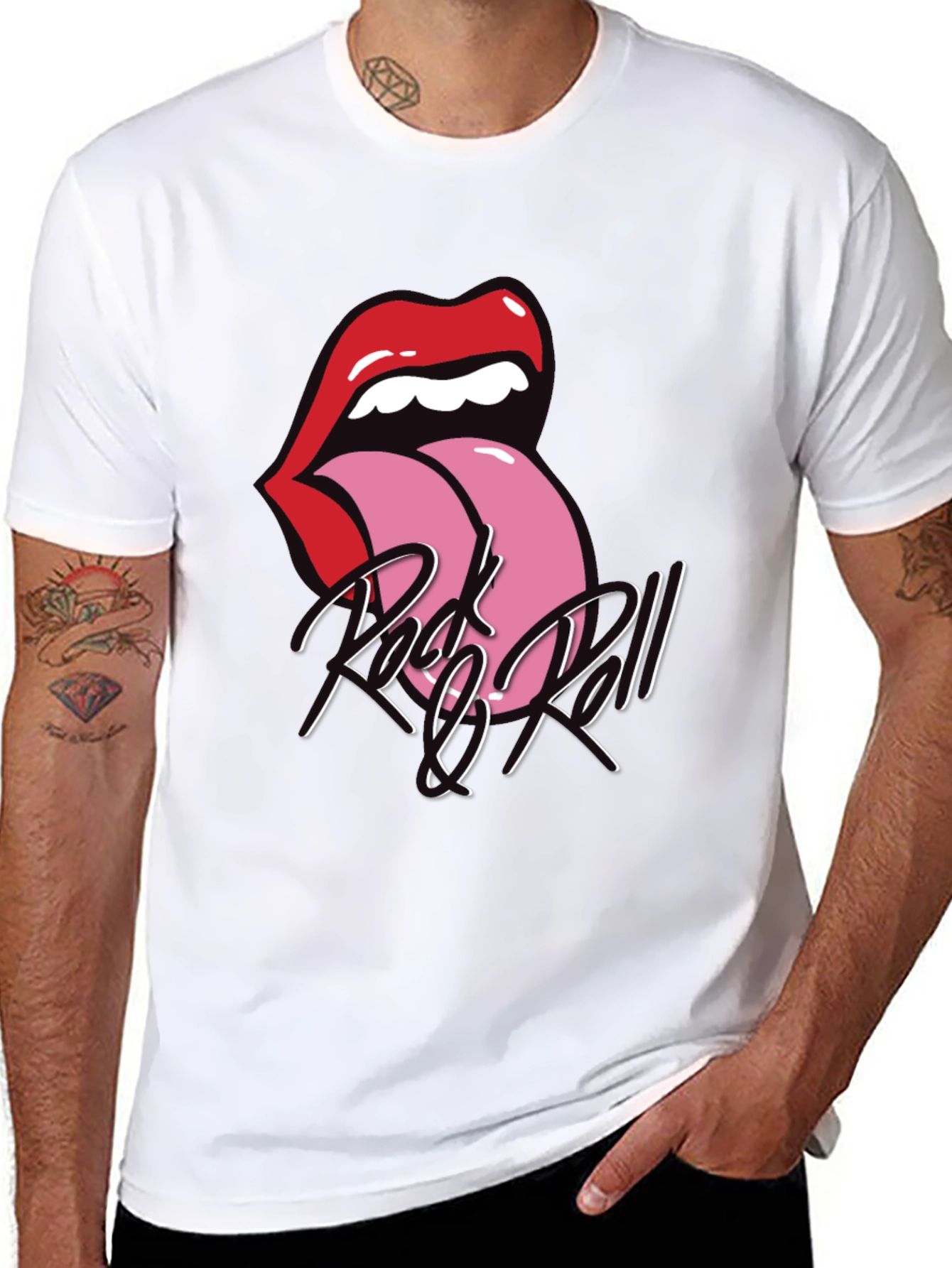Rock and Roll Tongue Graphic Tee - Black
