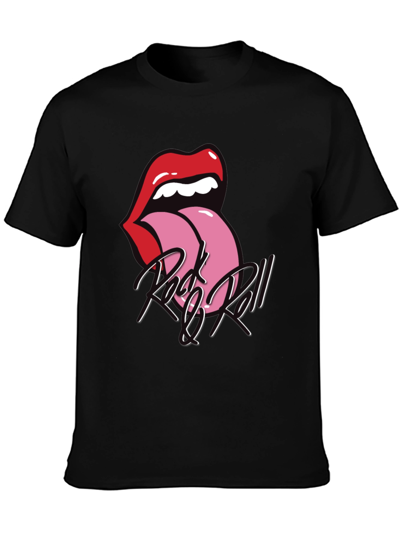 Rock and Roll Tongue Graphic Tee - Black