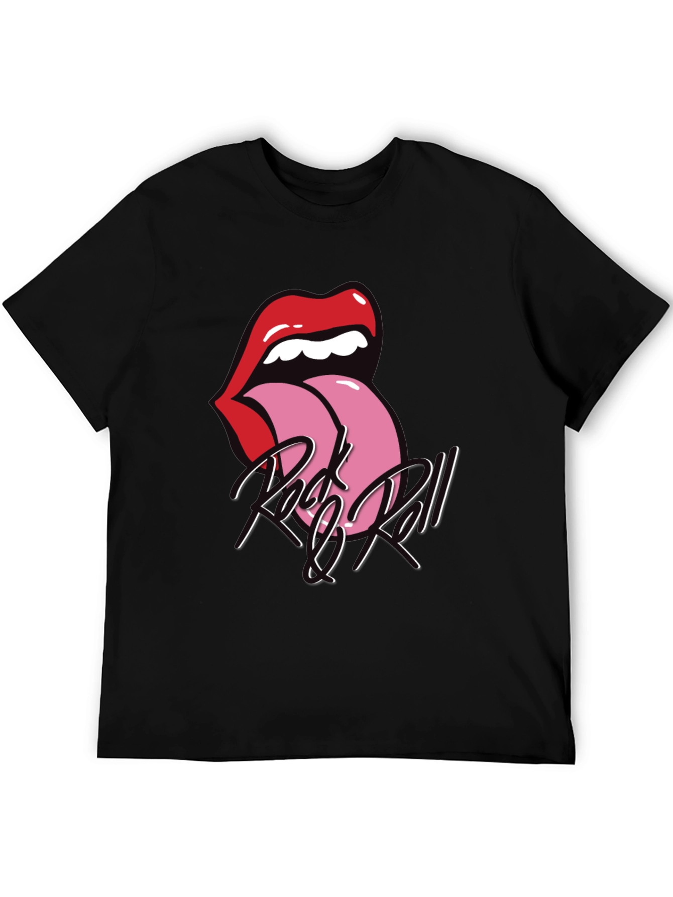Rock and Roll Tongue Graphic Tee - Black