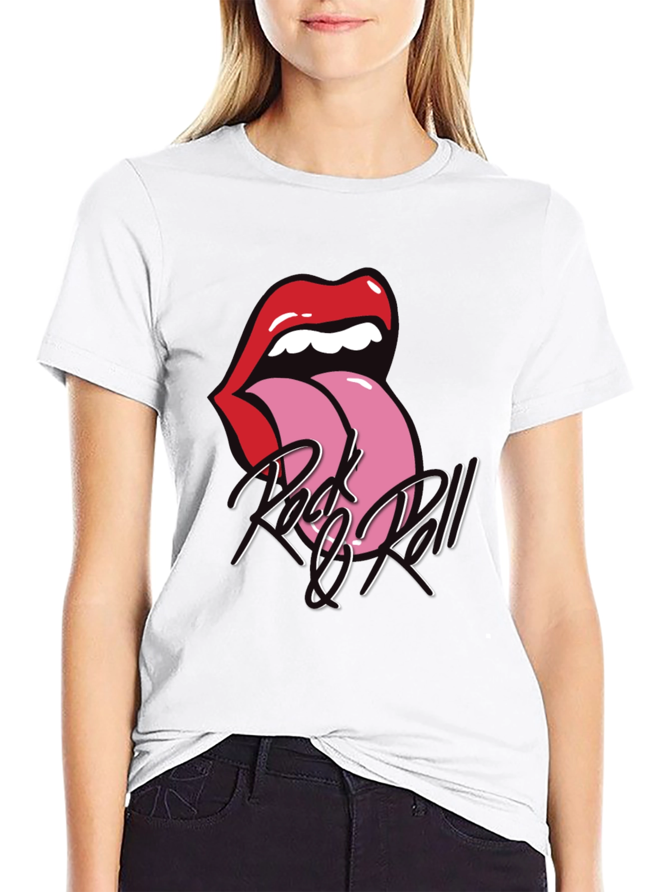 Rock and Roll Tongue Graphic Tee - Black