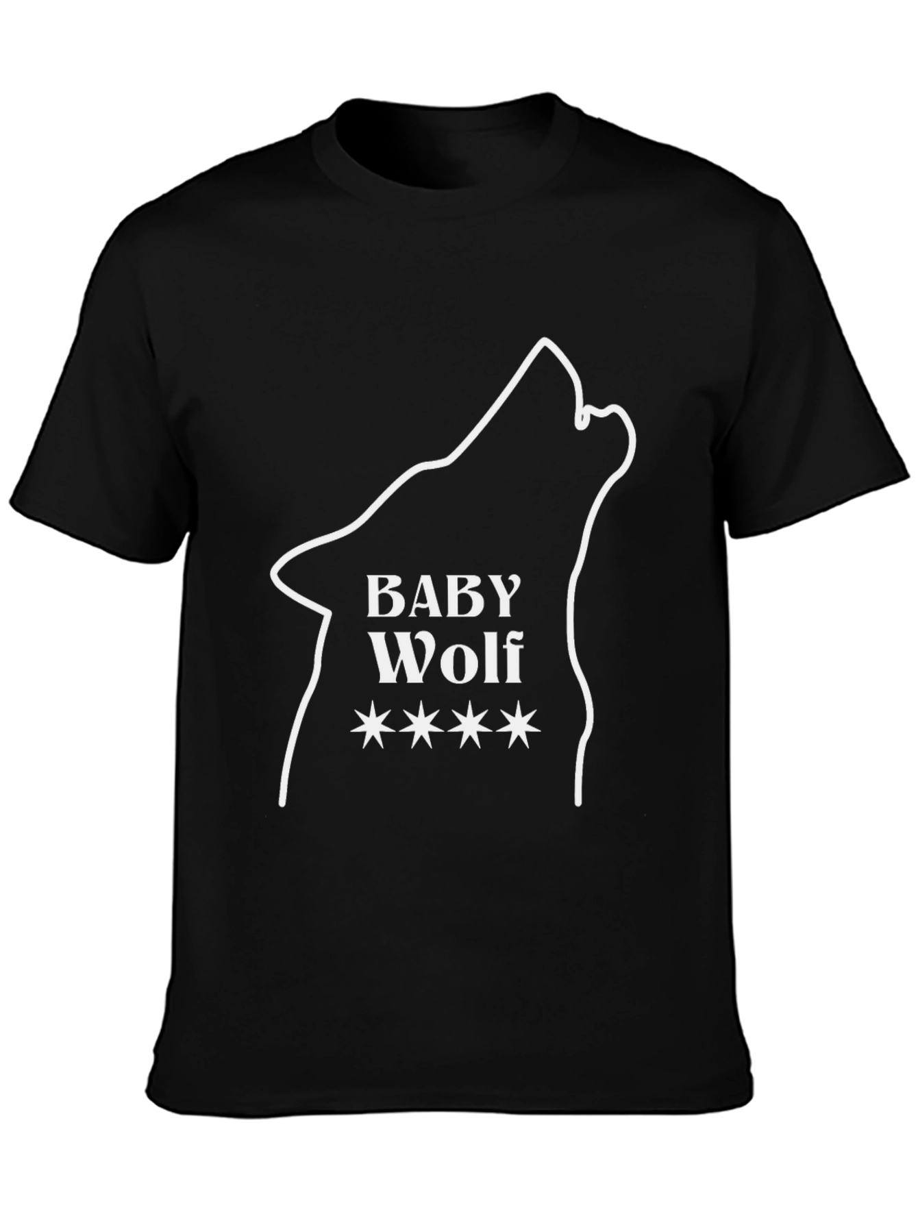 Baby Wolf Graphic Tee - Black Cotton Blend T-Shirt