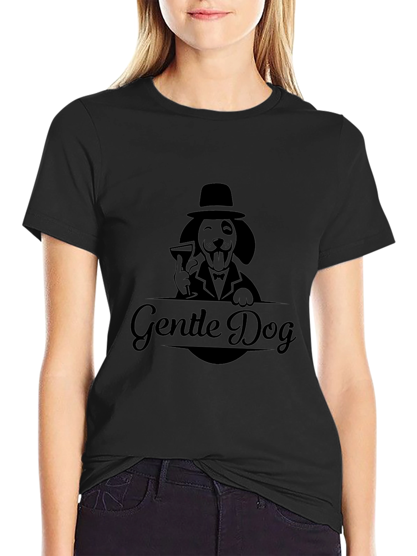 Gentle Dog Graphic Tee - Elegant Canine Design