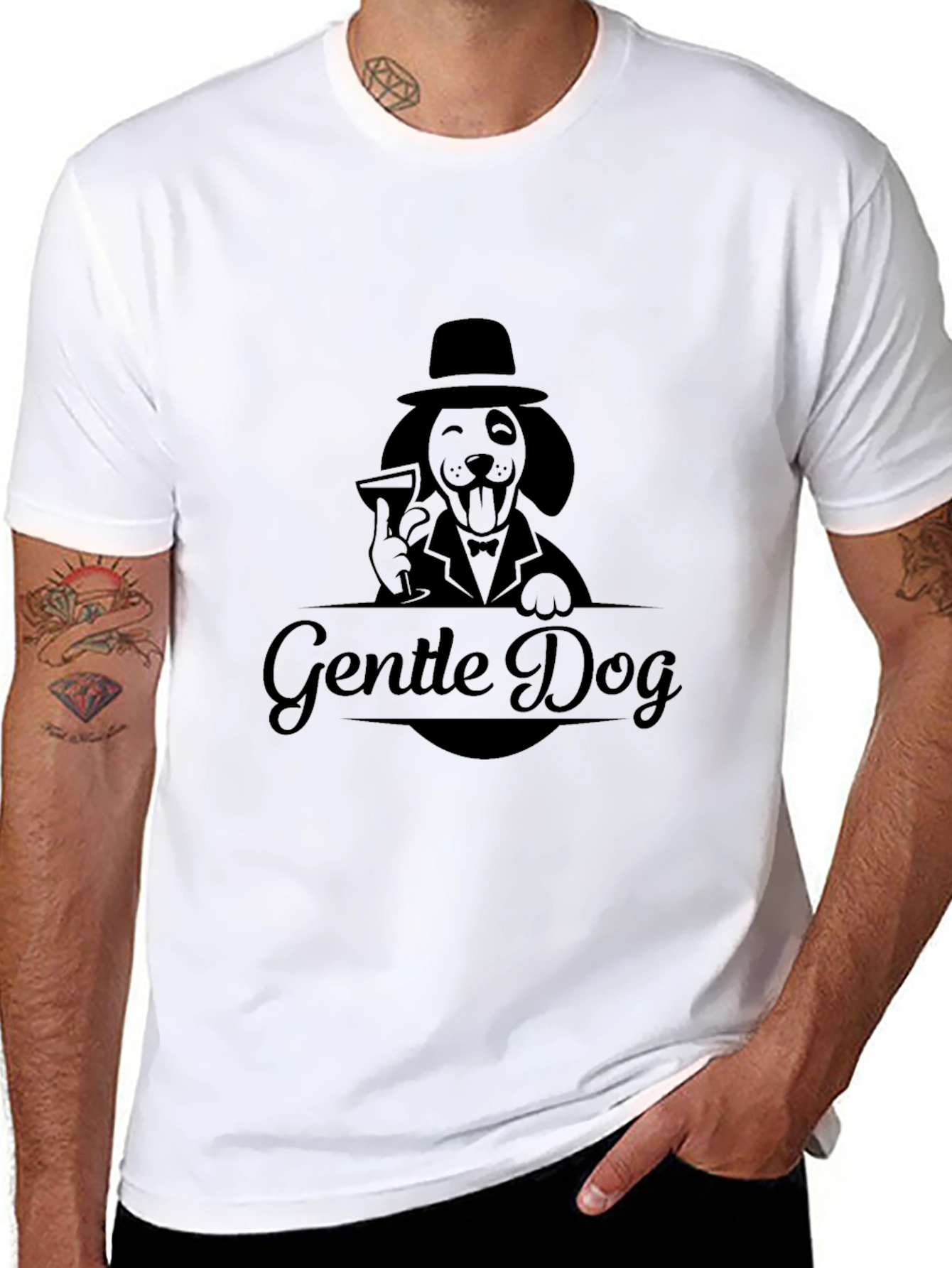 Gentle Dog Graphic Tee - Elegant Canine Design