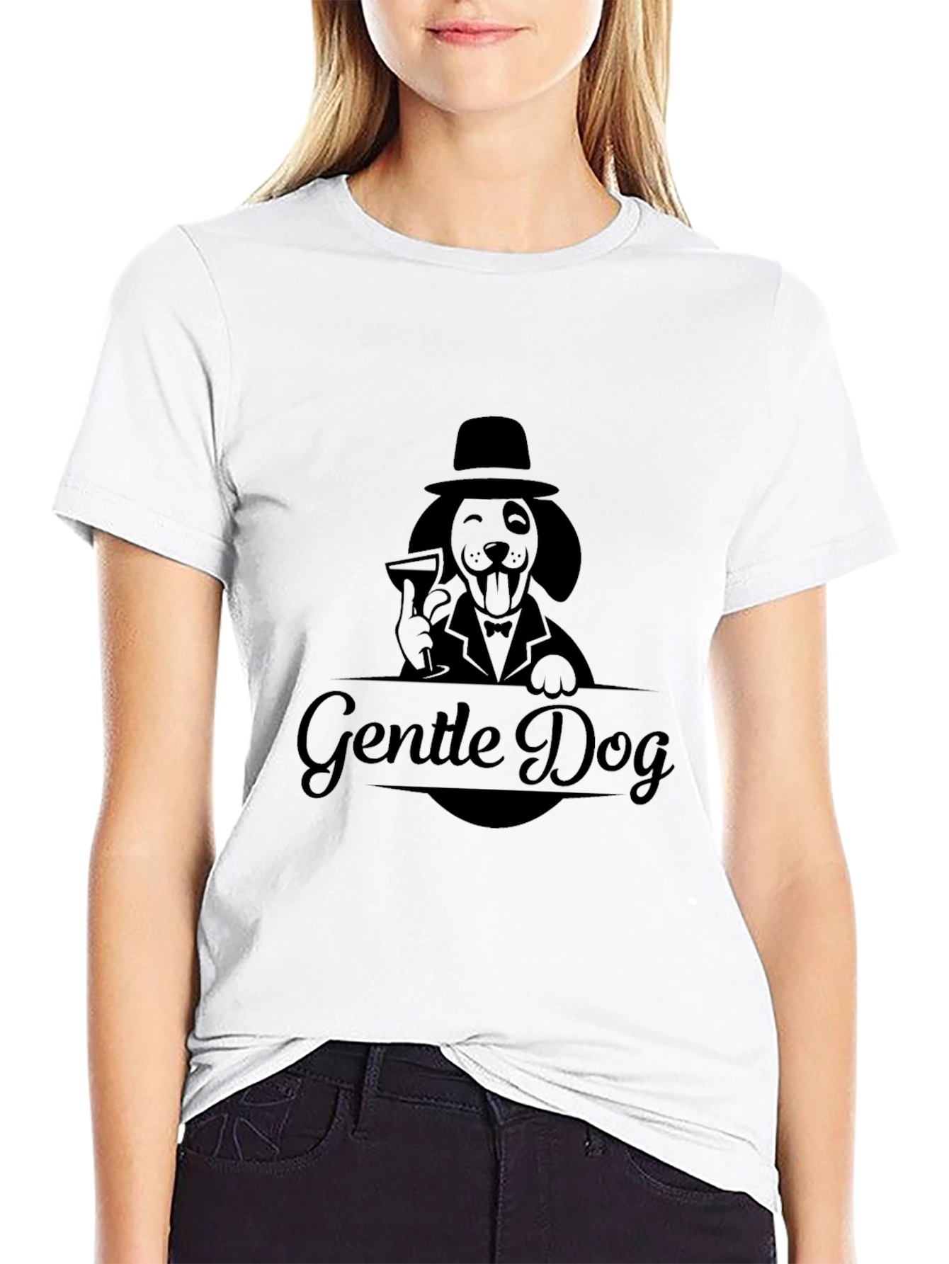 Gentle Dog Graphic Tee - Elegant Canine Design