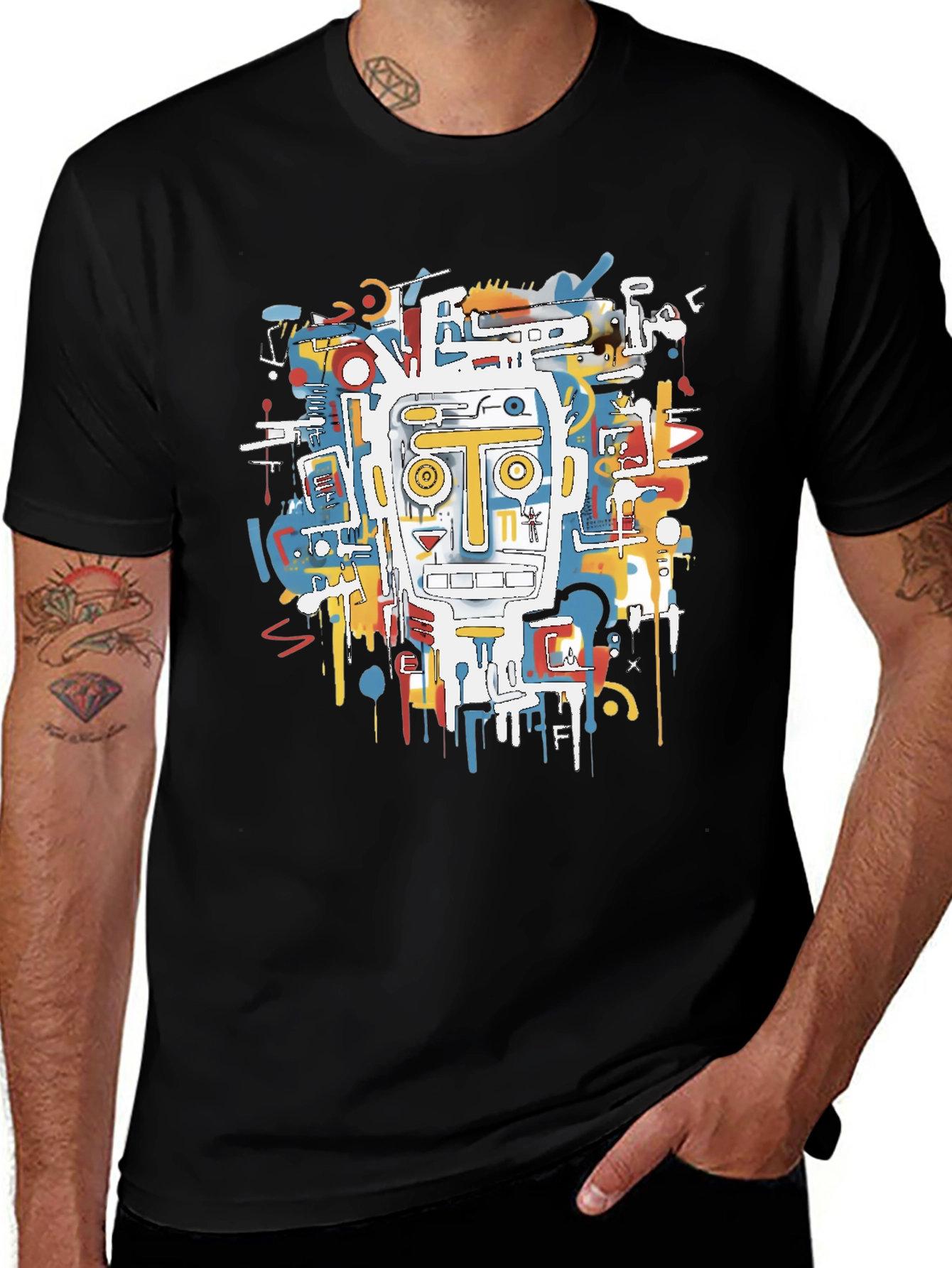 Abstract Robot Graphic T-Shirt