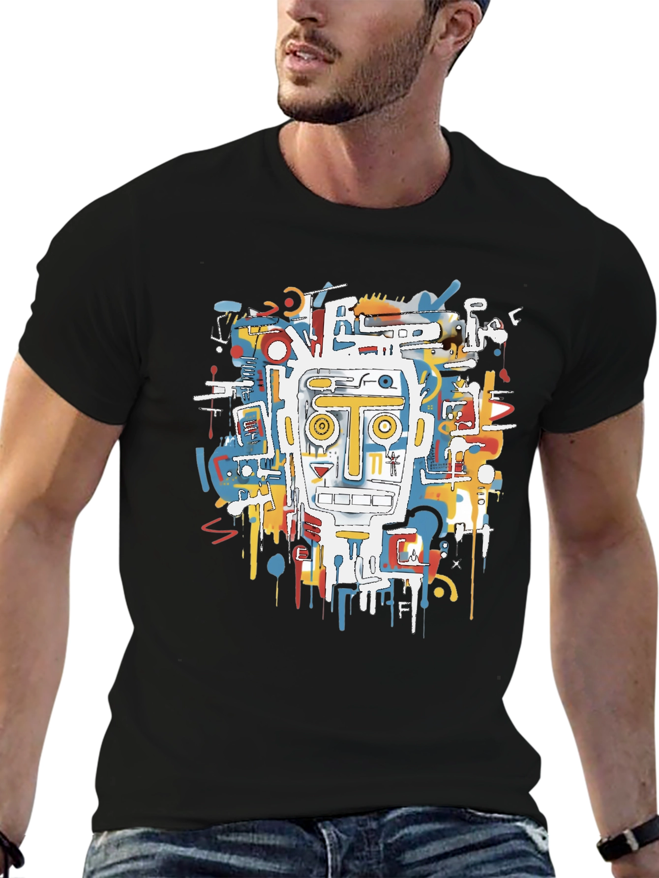 Abstract Robot Graphic T-Shirt