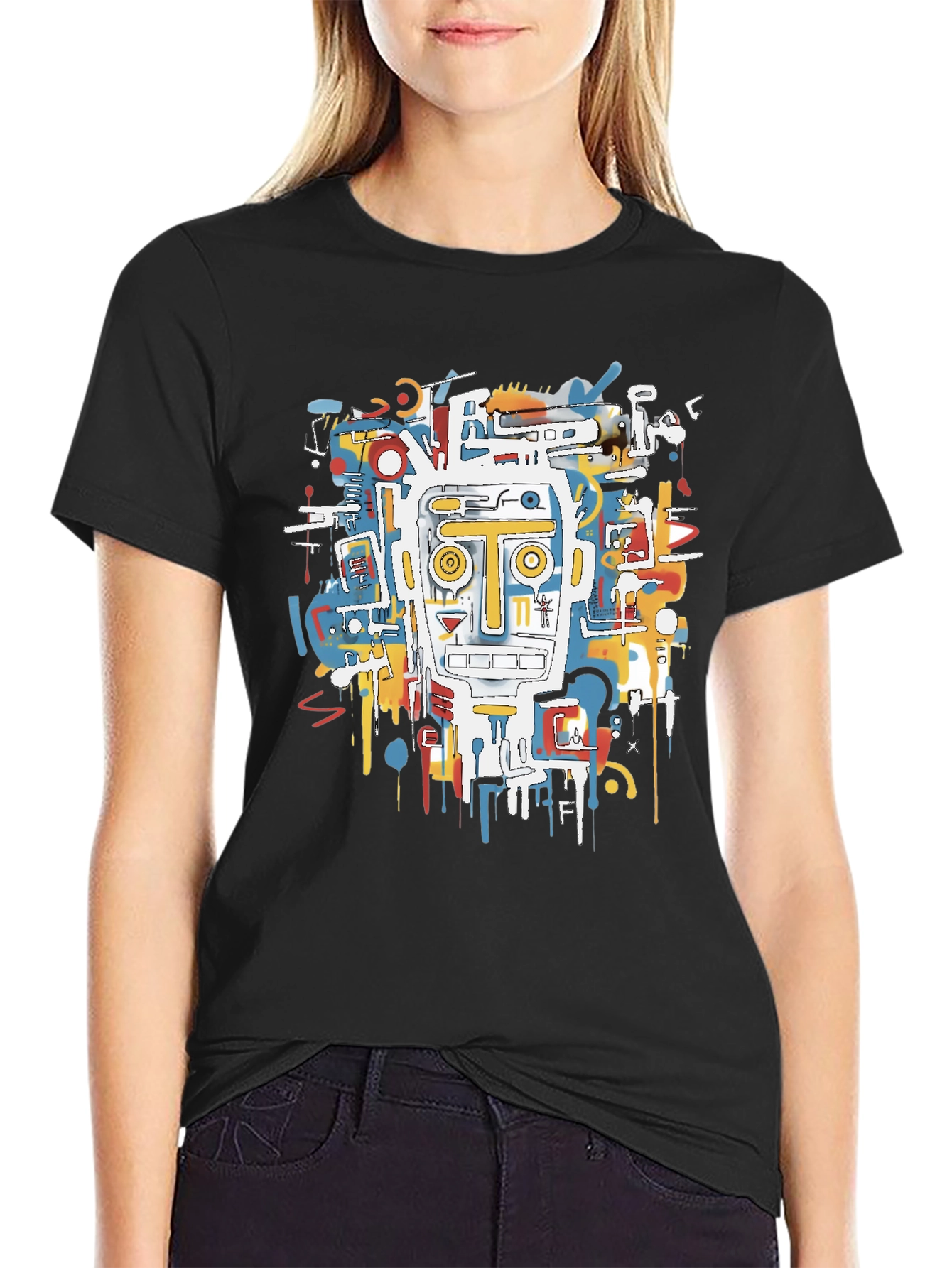 Abstract Robot Graphic T-Shirt