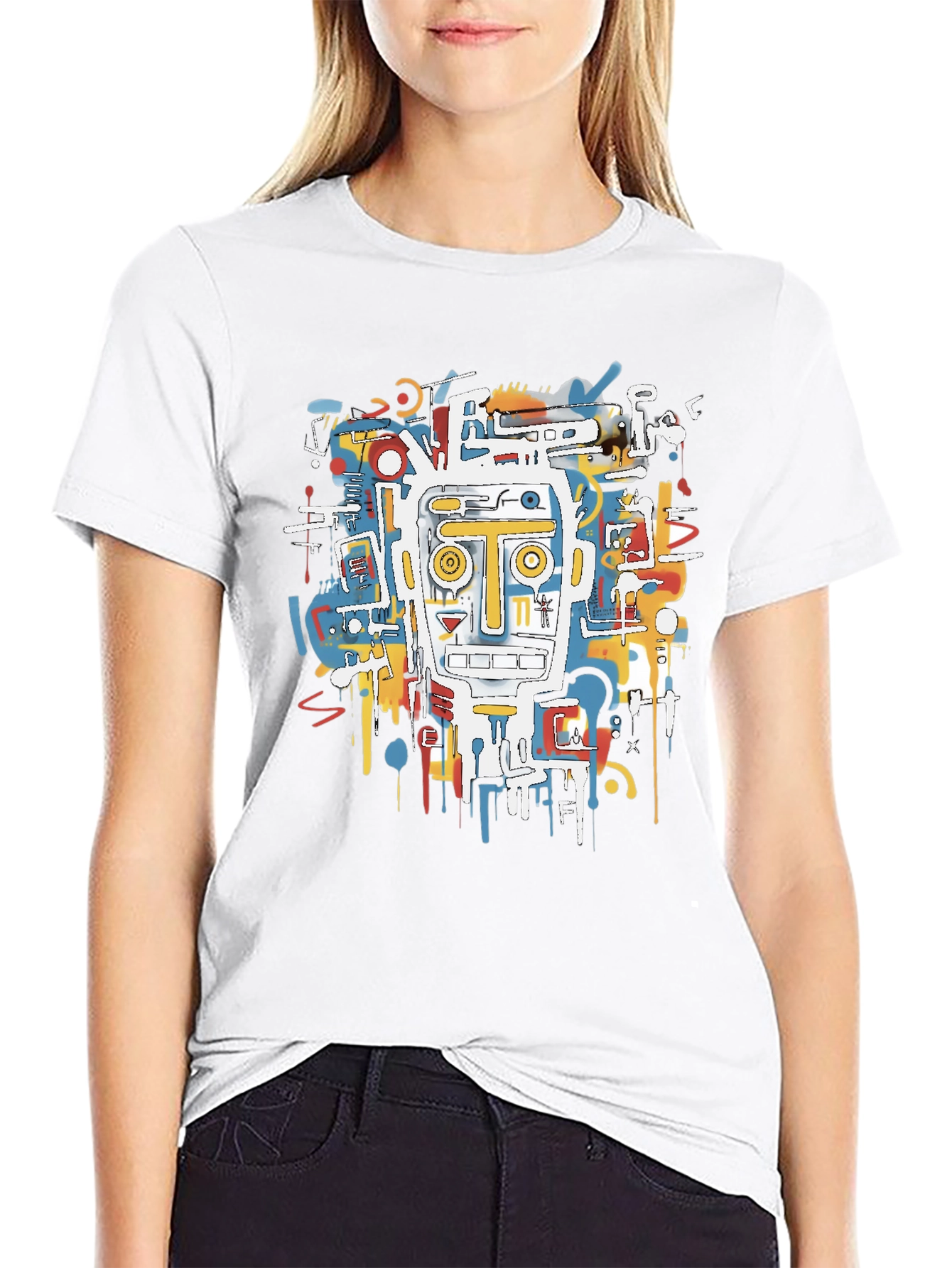 Abstract Robot Graphic T-Shirt