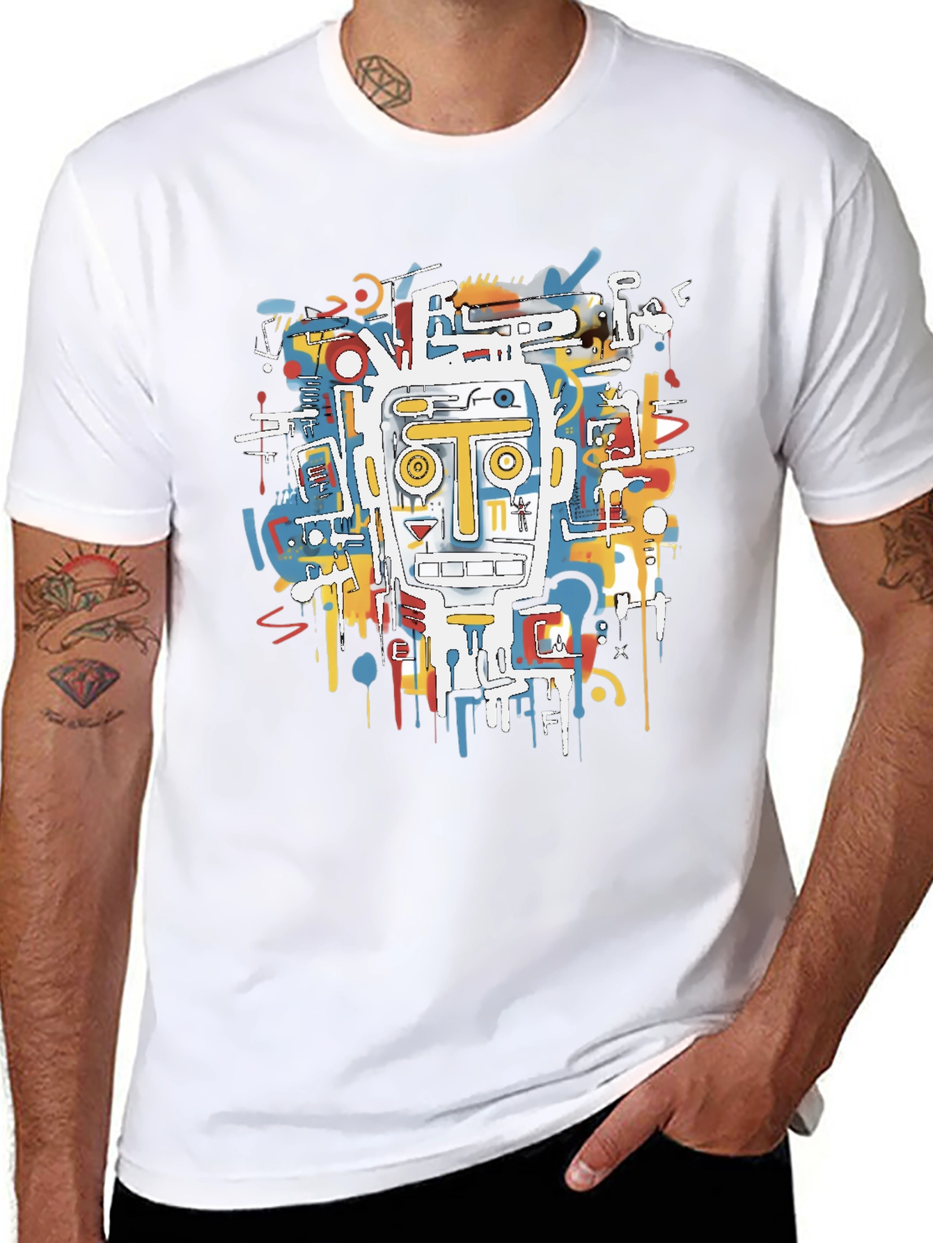 Abstract Robot Graphic T-Shirt
