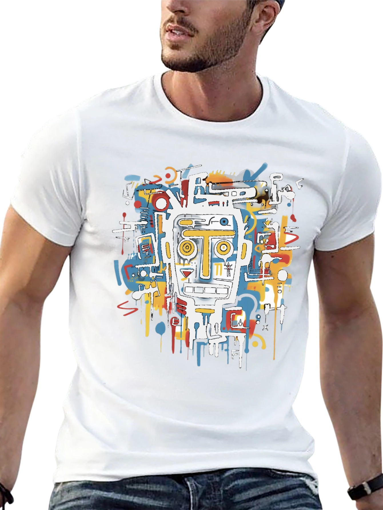 Abstract Robot Graphic T-Shirt