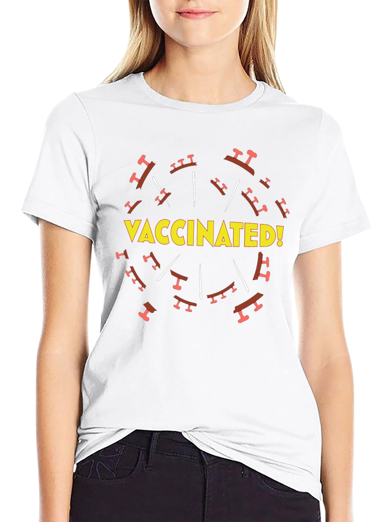 Vaccinated! Graphic Tee - Black Cotton T-Shirt