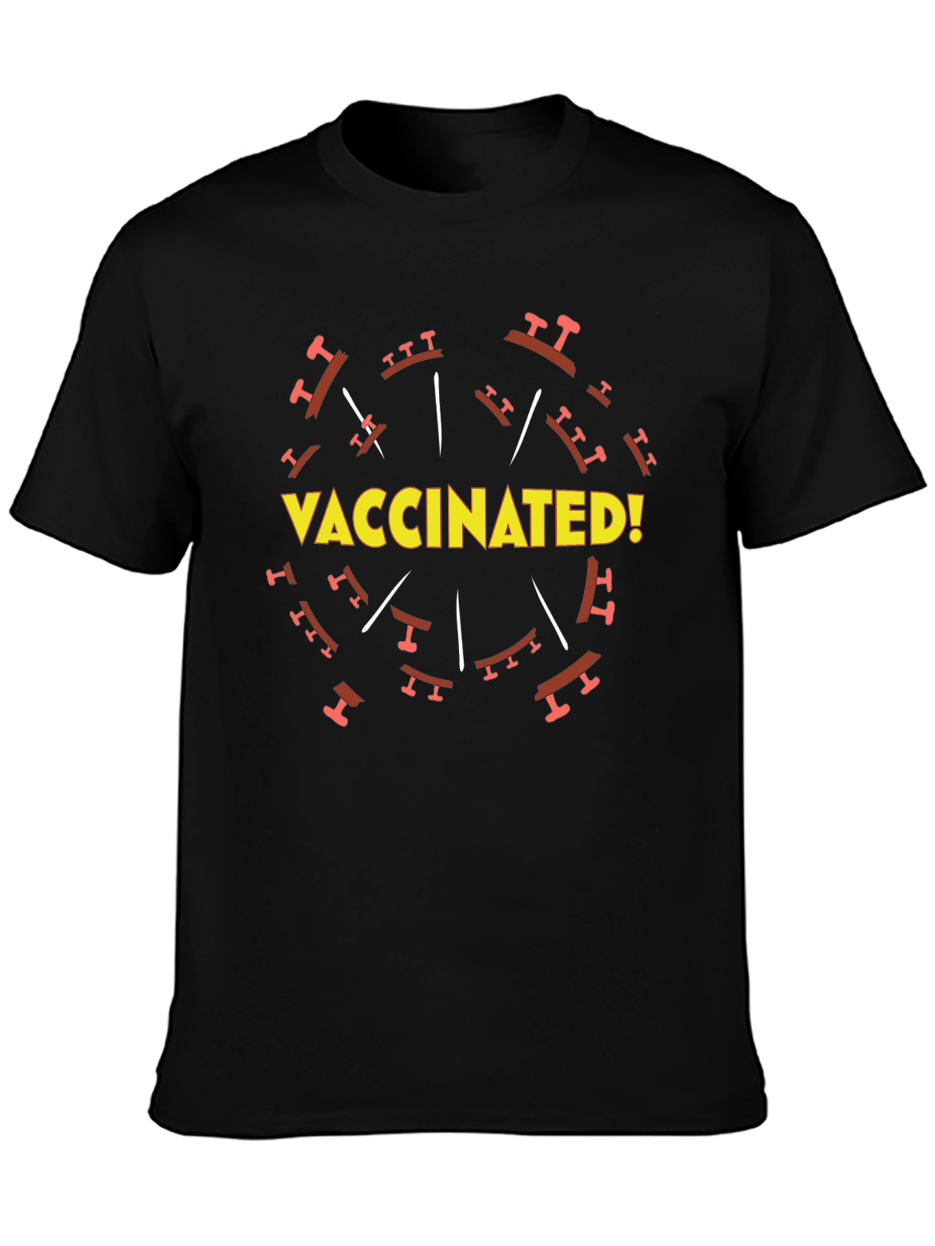 Vaccinated! Graphic Tee - Black Cotton T-Shirt