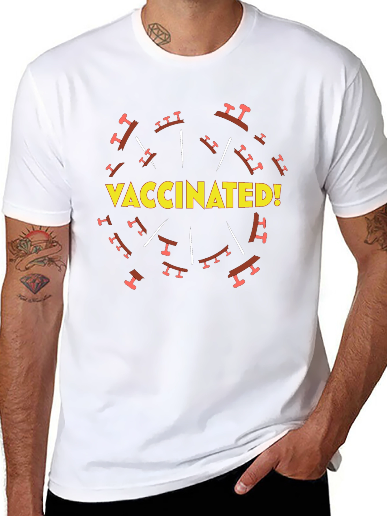 Vaccinated! Graphic Tee - Black Cotton T-Shirt