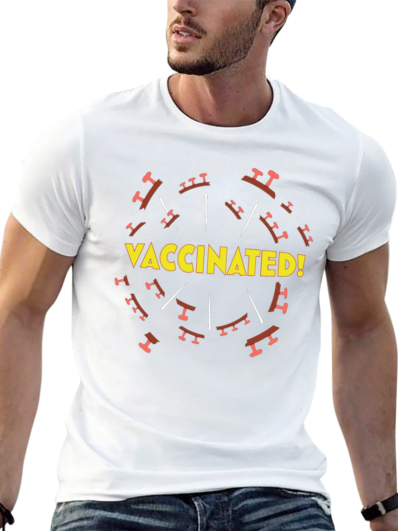 Vaccinated! Graphic Tee - Black Cotton T-Shirt