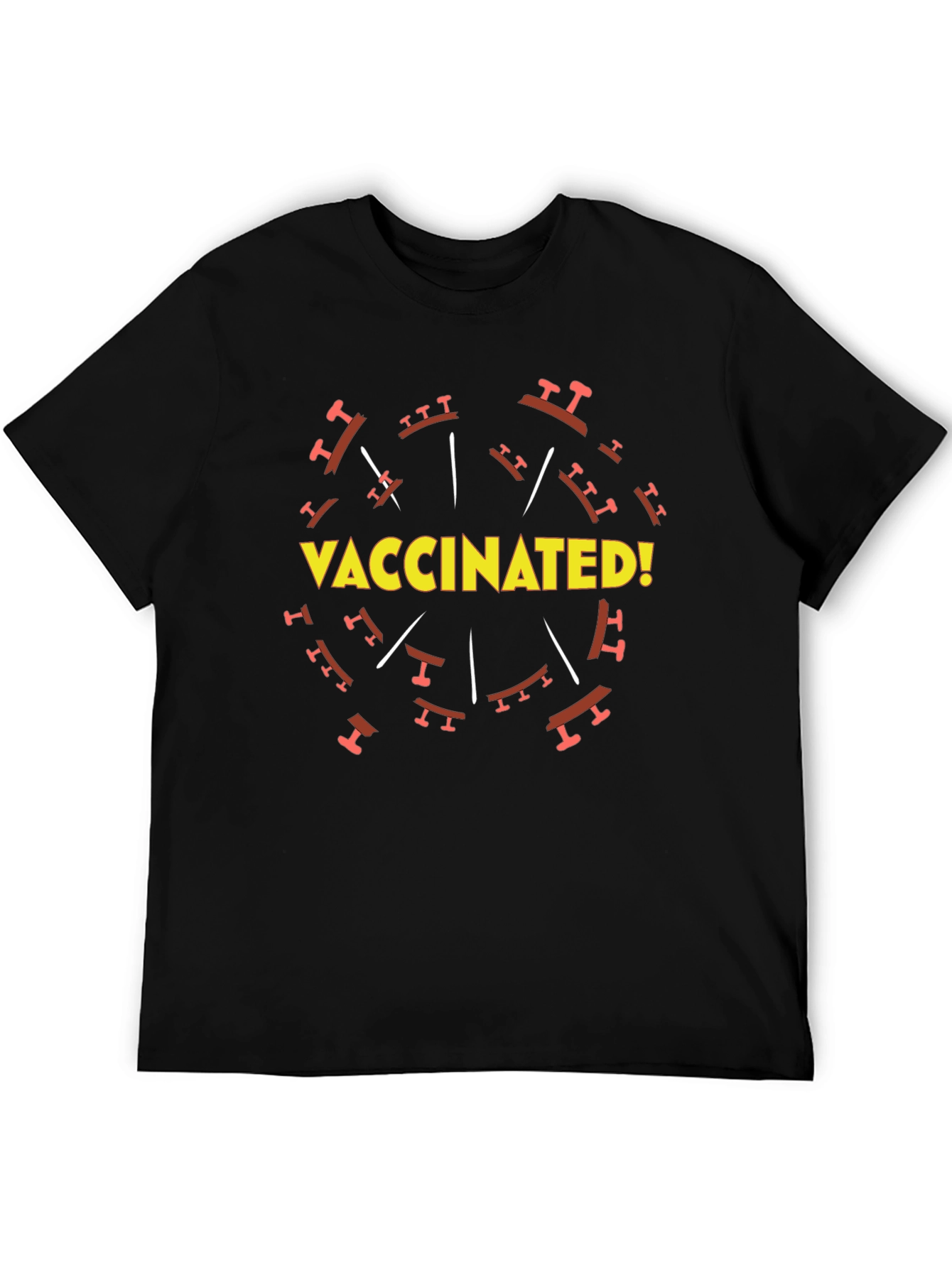 Vaccinated! Graphic Tee - Black Cotton T-Shirt