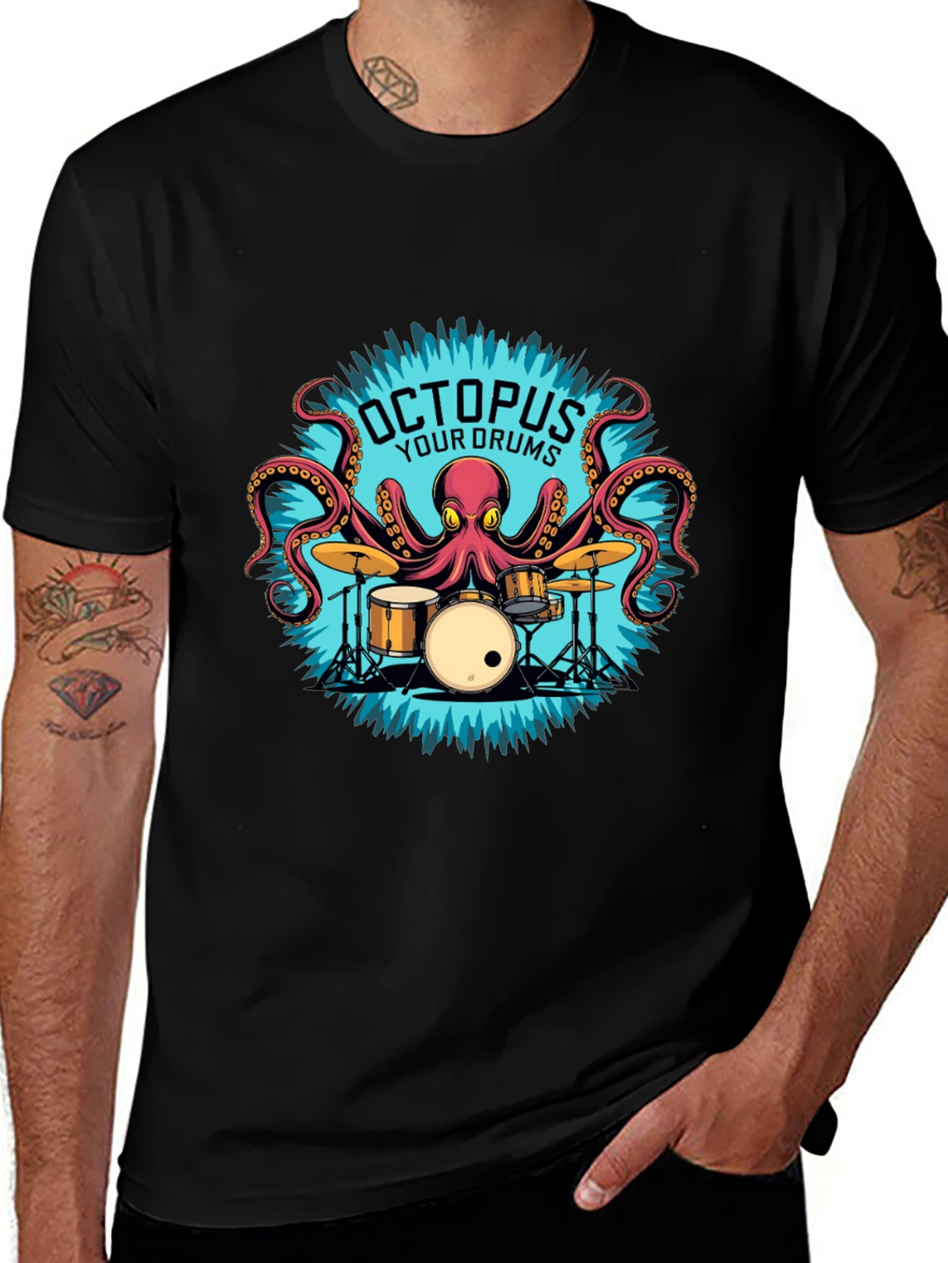 Octopus Your Drums Graphic T-Shirt - Playful Band Tee