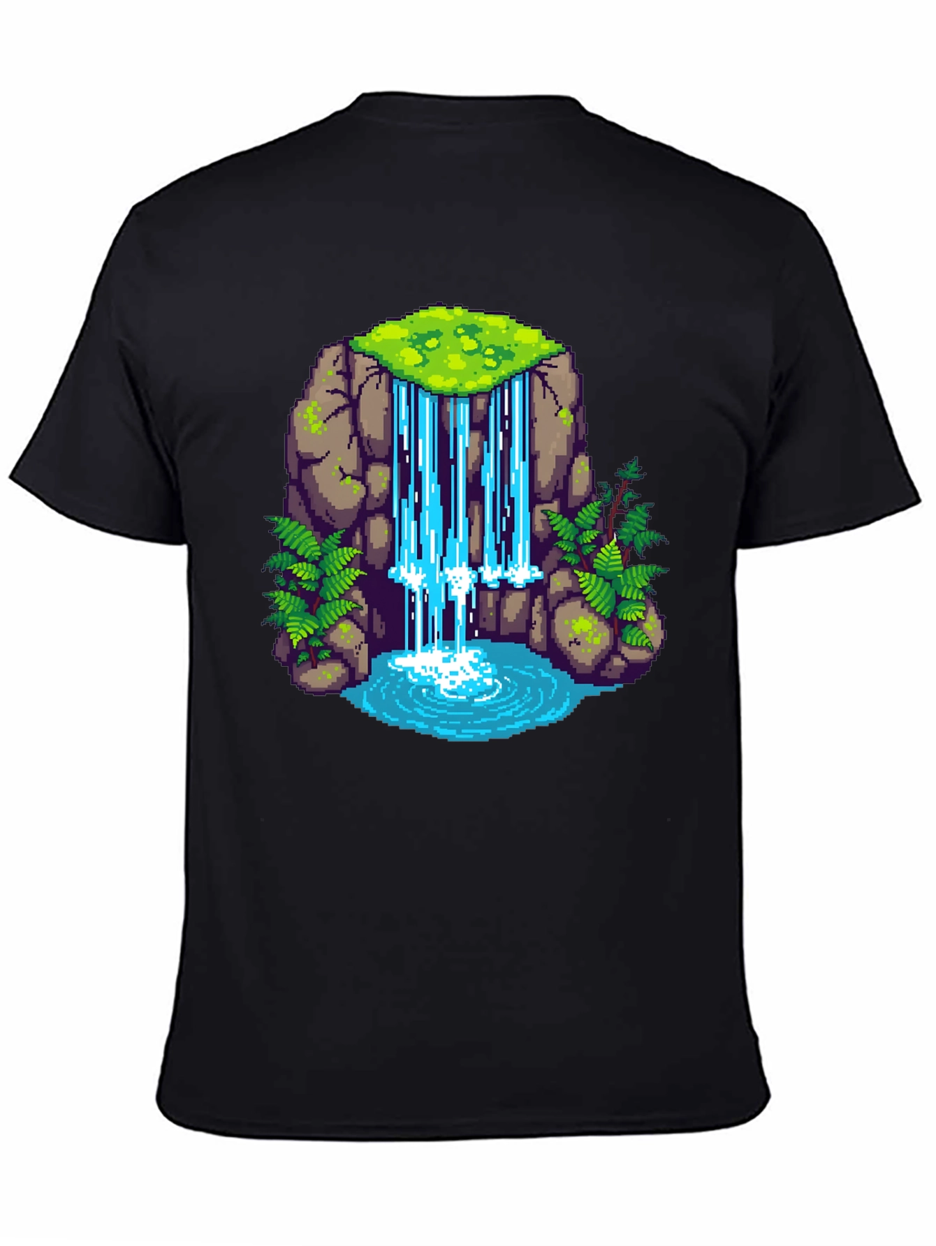 Pixel Waterfall Black T-Shirt