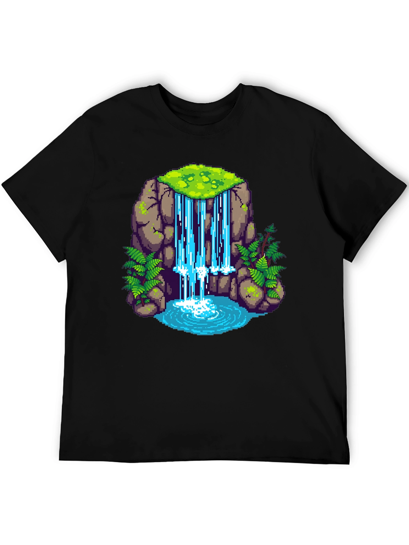 Pixel Waterfall Black T-Shirt